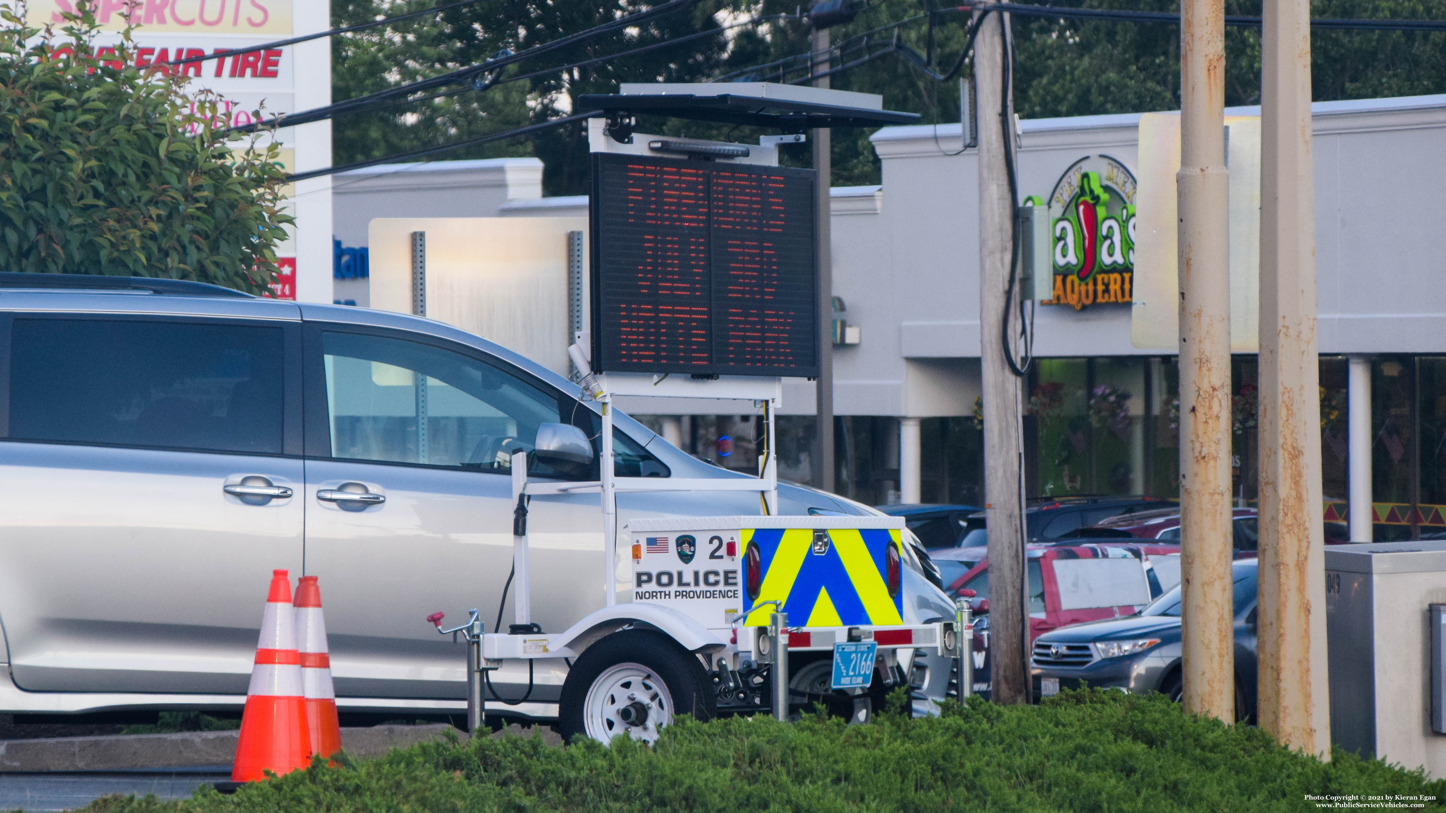 A photo  of North Providence Police
            Message Trailer 2, a 2006-2020 All Traffic Solutions Variable Message Sign             taken by Kieran Egan