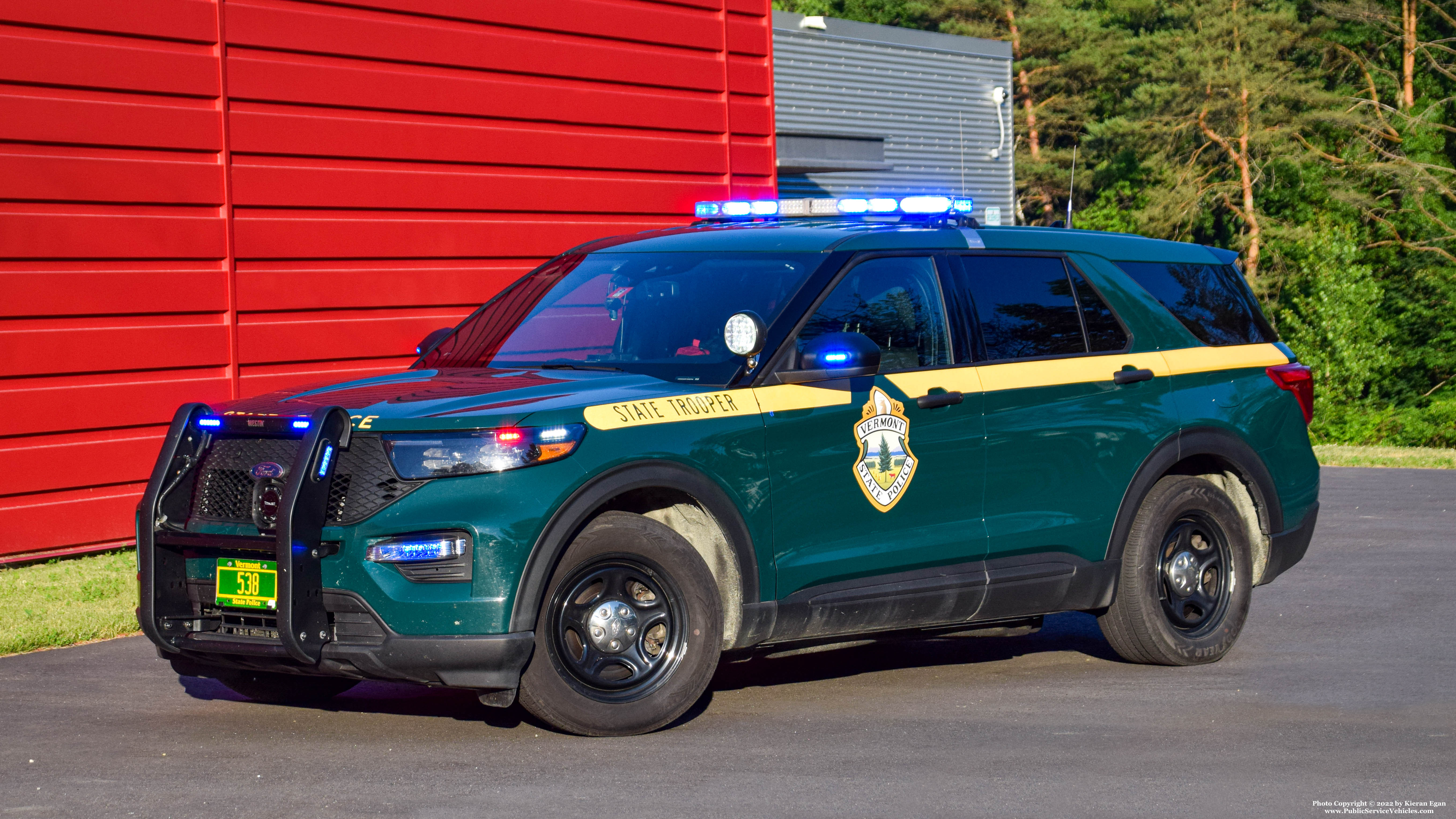 A photo  of Vermont State Police
            Cruiser 538, a 2020-2021 Ford Police Interceptor Utility             taken by Kieran Egan