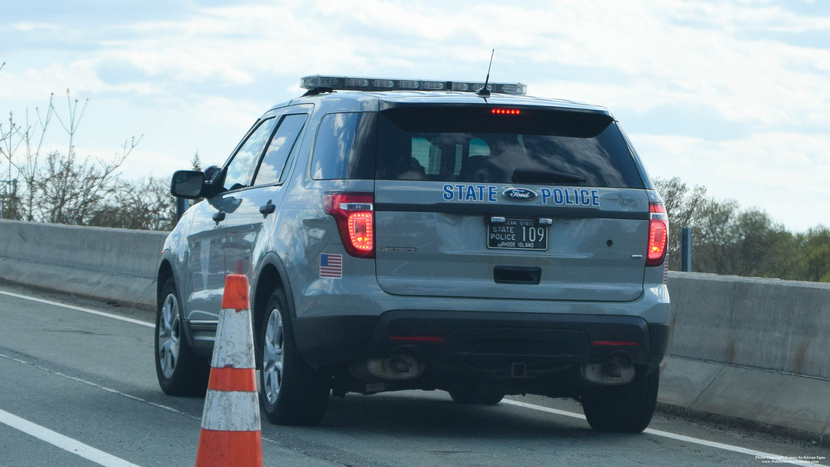A photo  of Rhode Island State Police
            Cruiser 109, a 2013-2015 Ford Police Interceptor Utility             taken by Kieran Egan