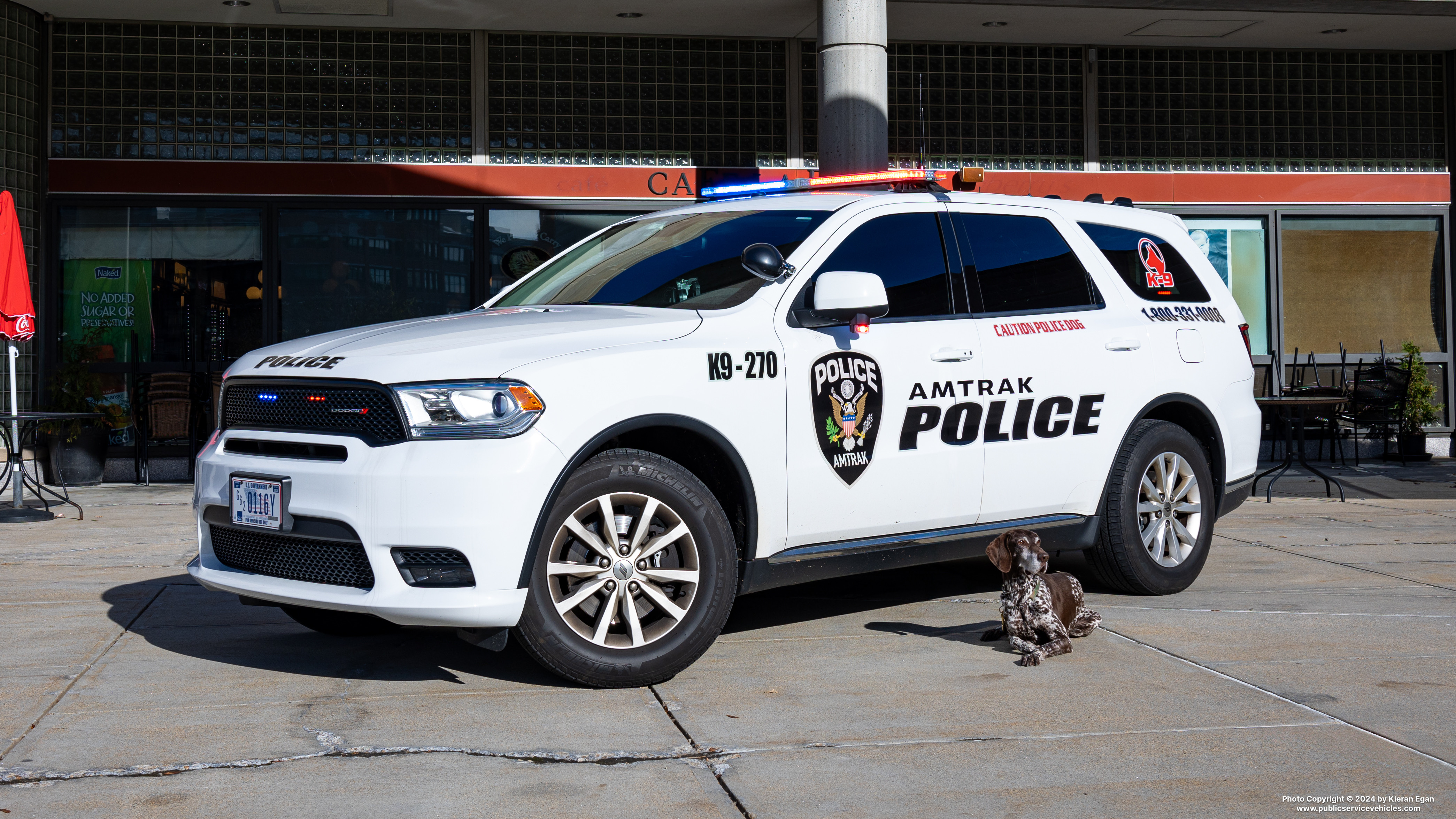 A photo  of Amtrak Police
            Cruiser 270, a 2020 Dodge Durango             taken by Kieran Egan