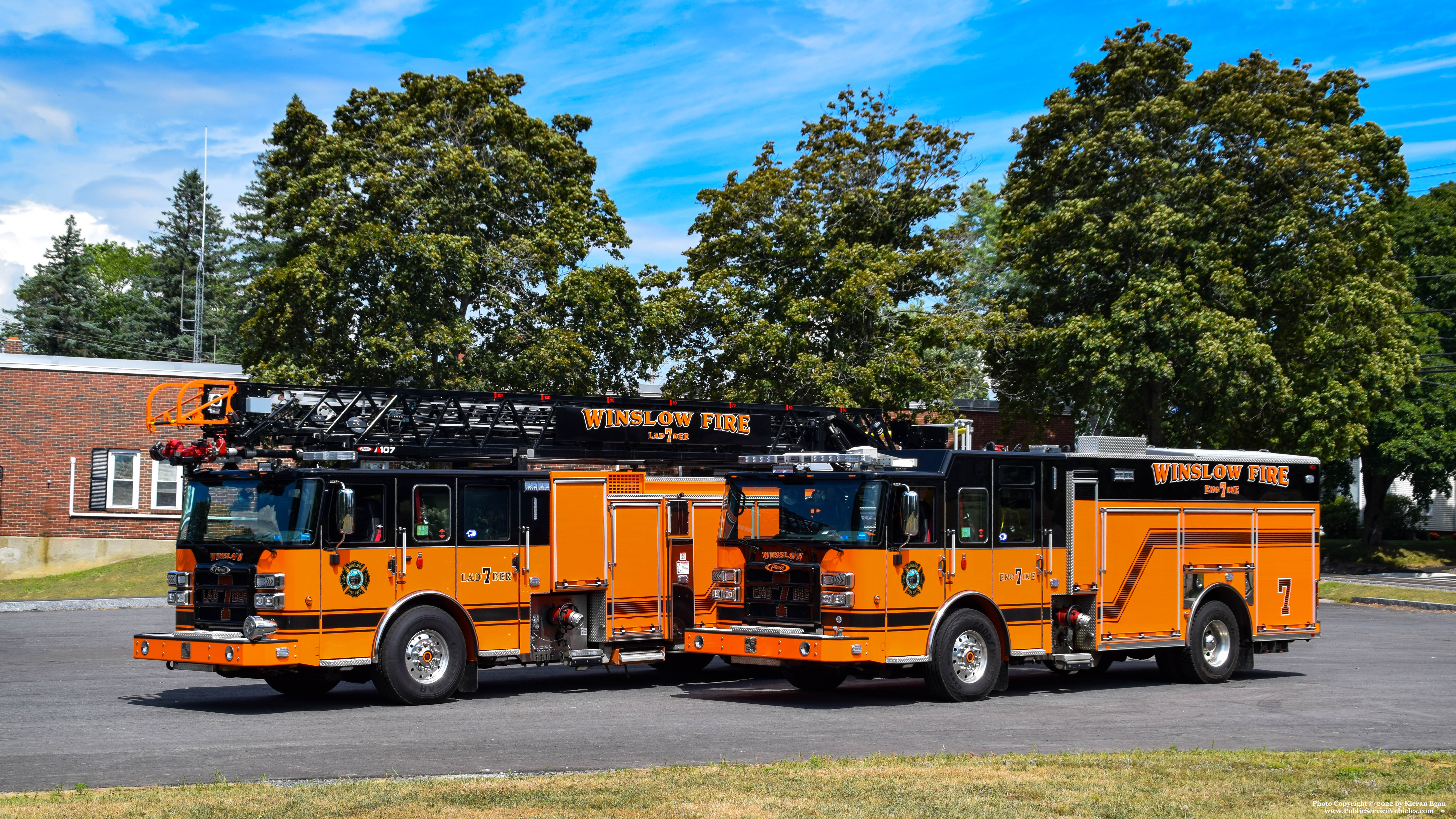 A photo  of Winslow Fire
            Ladder 7, a 2020 Pierce Enforcer Ascendant PUC             taken by Kieran Egan