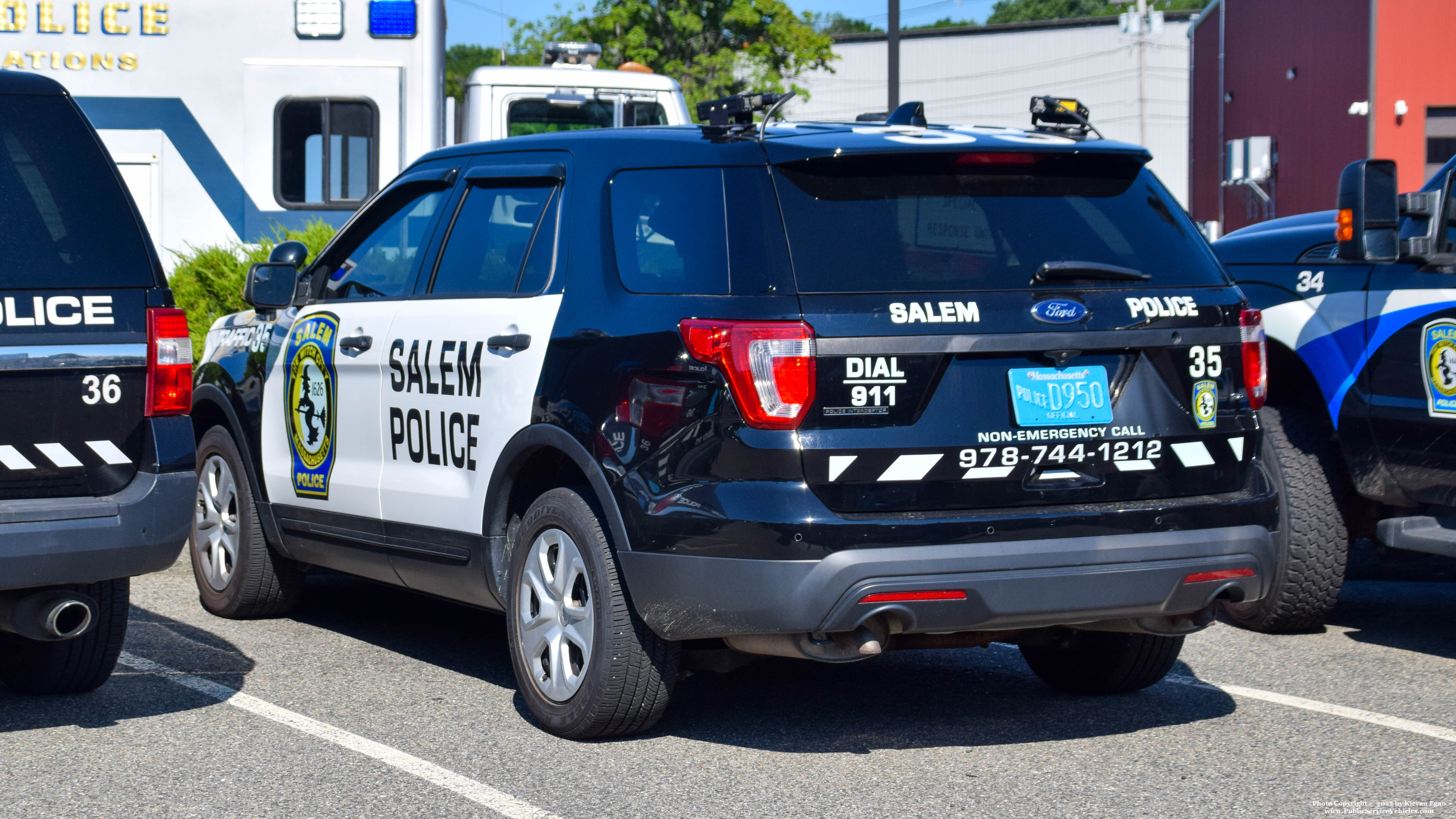 A photo  of Salem Police
            Cruiser 35, a 2017 Ford Police Interceptor Utility             taken by Kieran Egan