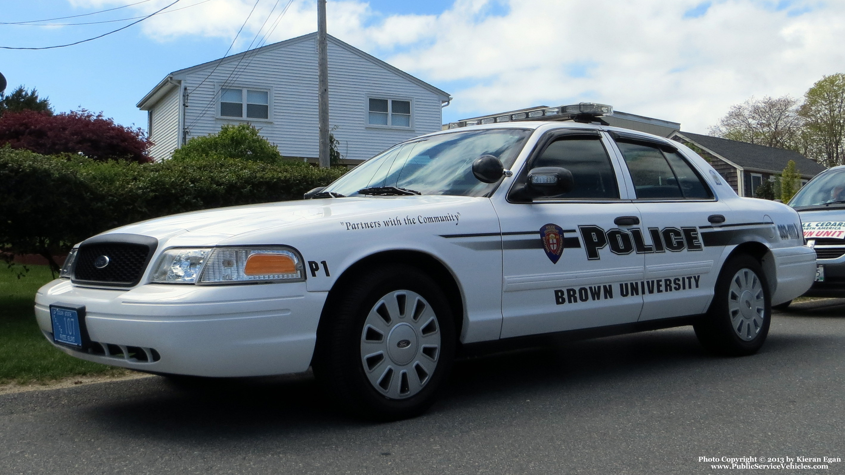 A photo  of Brown University Police
            Patrol 1, a 2011 Ford Crown Victoria Police Interceptor             taken by Kieran Egan