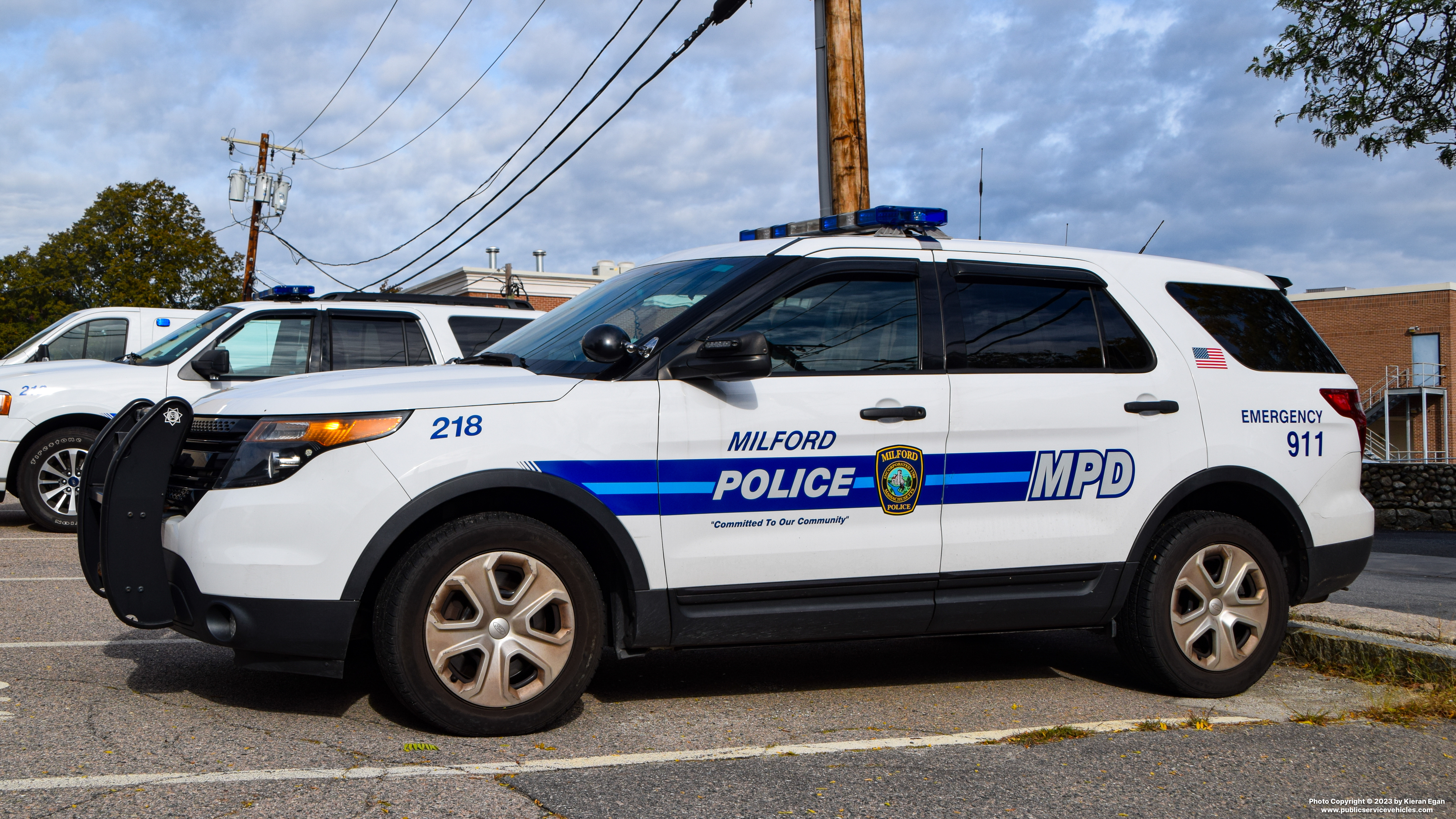 A photo  of Milford Police
            Cruiser 218, a 2013-2015 Ford Police Interceptor Utility             taken by Kieran Egan