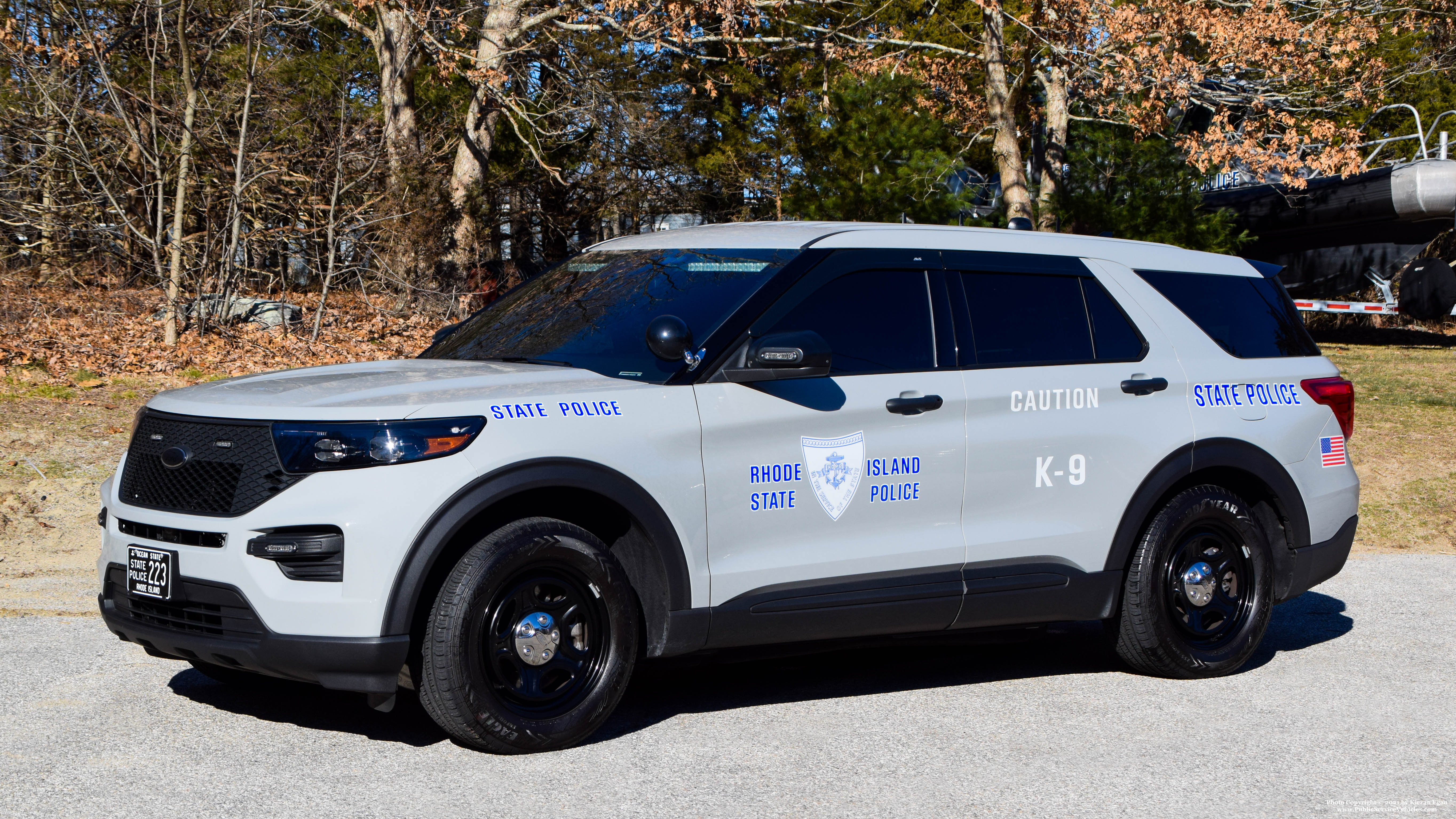 A photo  of Rhode Island State Police
            Cruiser 223, a 2020 Ford Police Interceptor Utility             taken by Kieran Egan