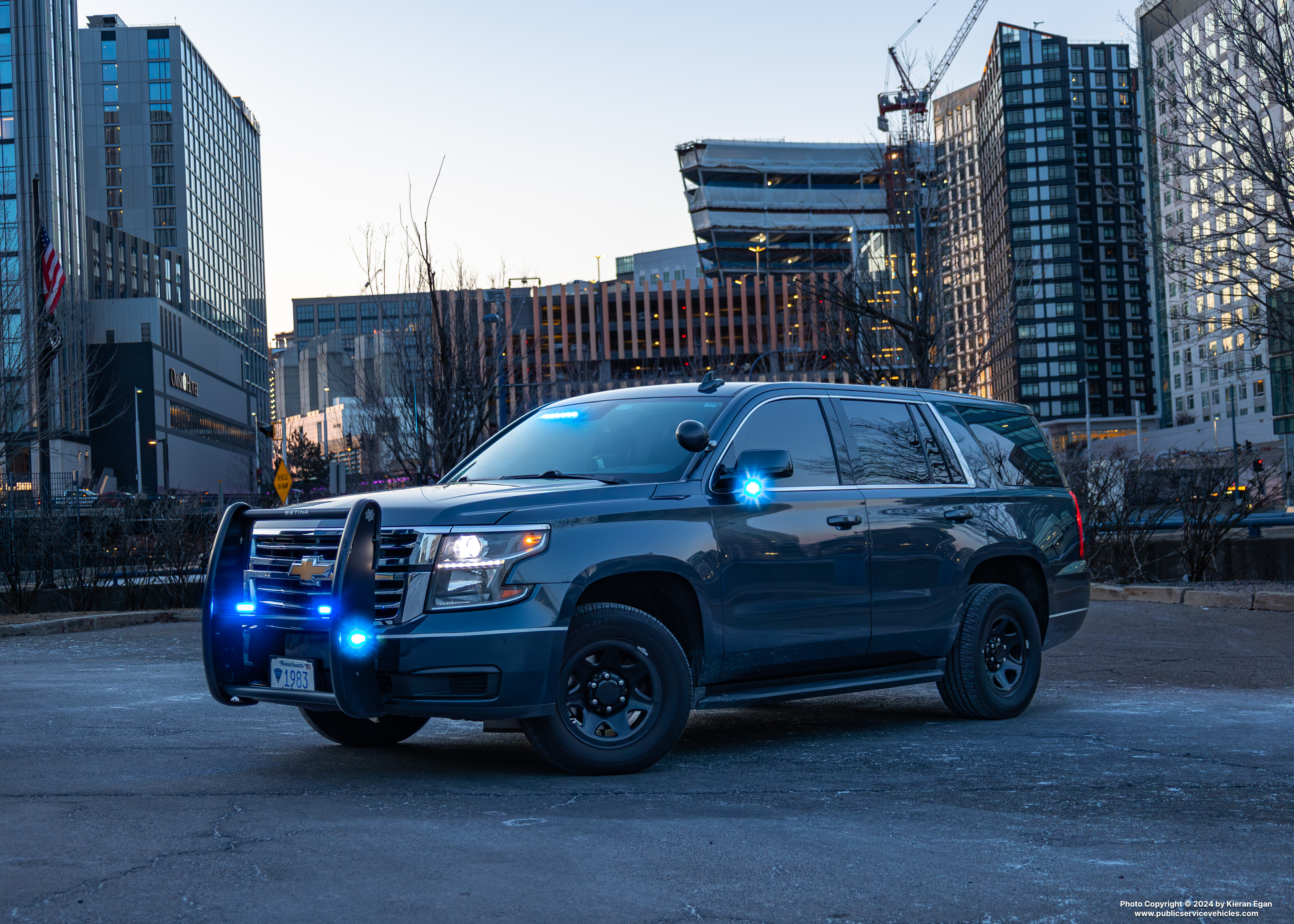 A photo  of Massachusetts State Police
            Cruiser 1983, a 2020 Chevrolet Tahoe             taken by Kieran Egan