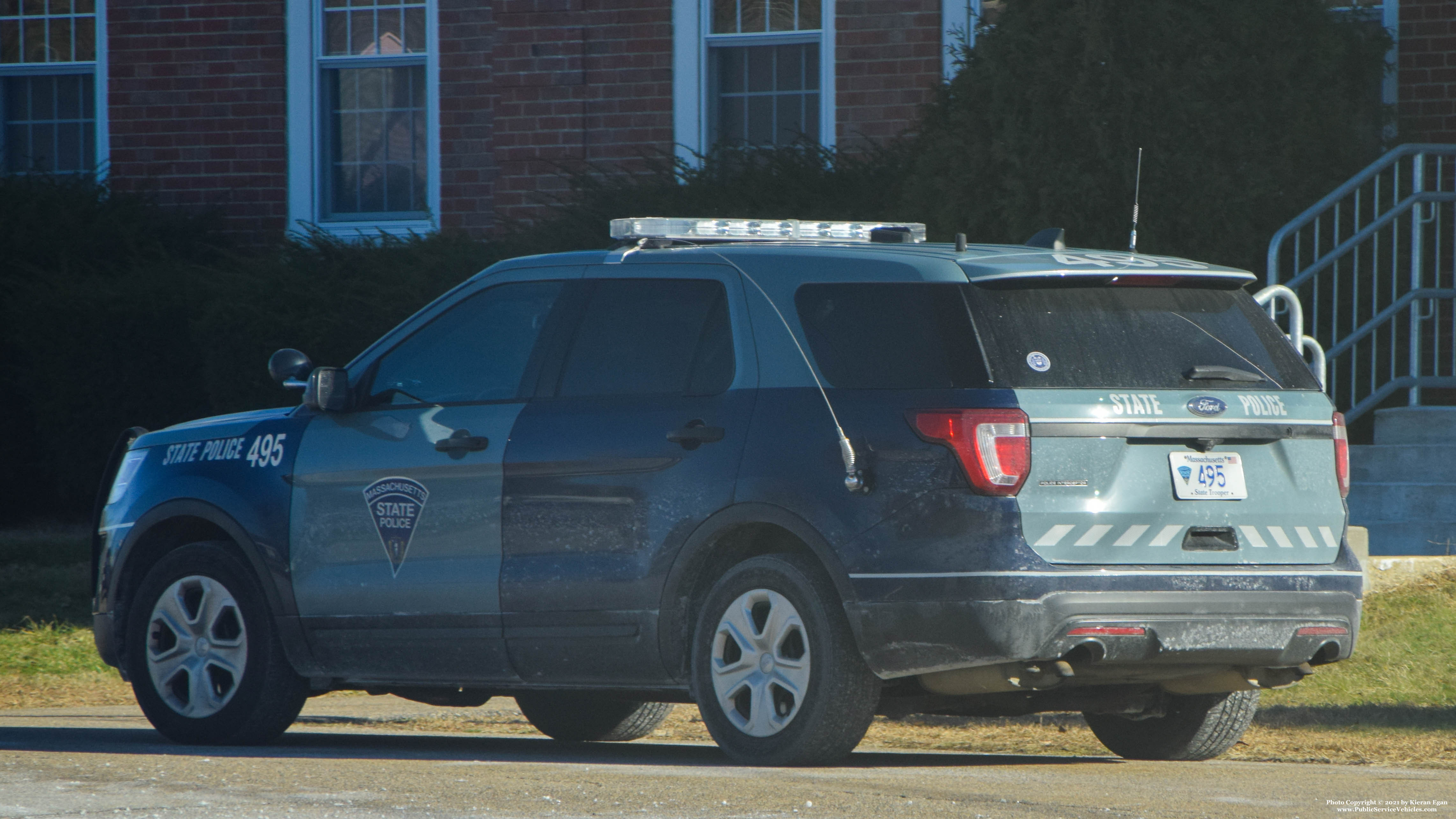 A photo  of Massachusetts State Police
            Cruiser 495, a 2018 Ford Police Interceptor Utility             taken by Kieran Egan