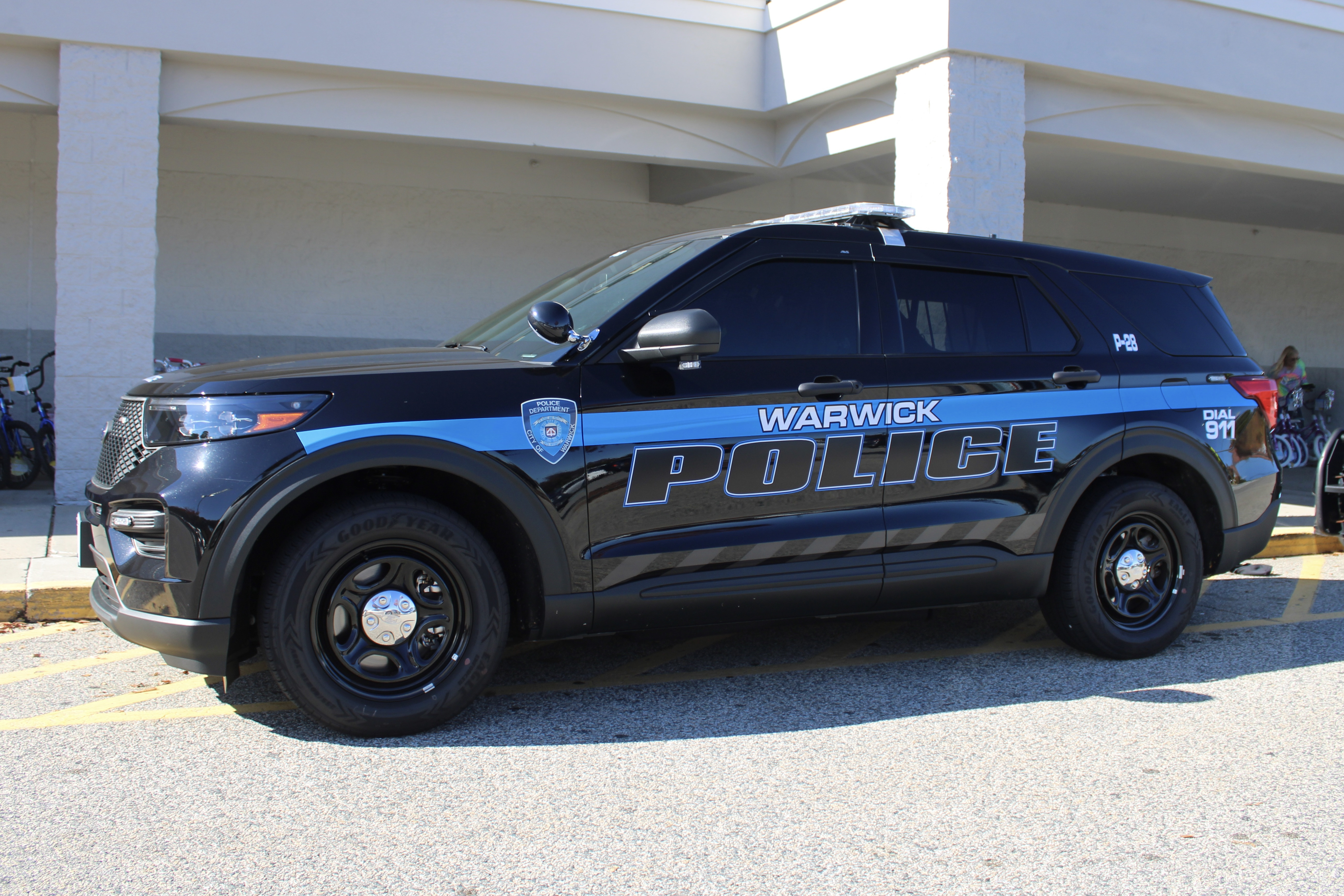 A photo  of Warwick Police
            Cruiser P-28, a 2022 Ford Police Interceptor Utility             taken by @riemergencyvehicles