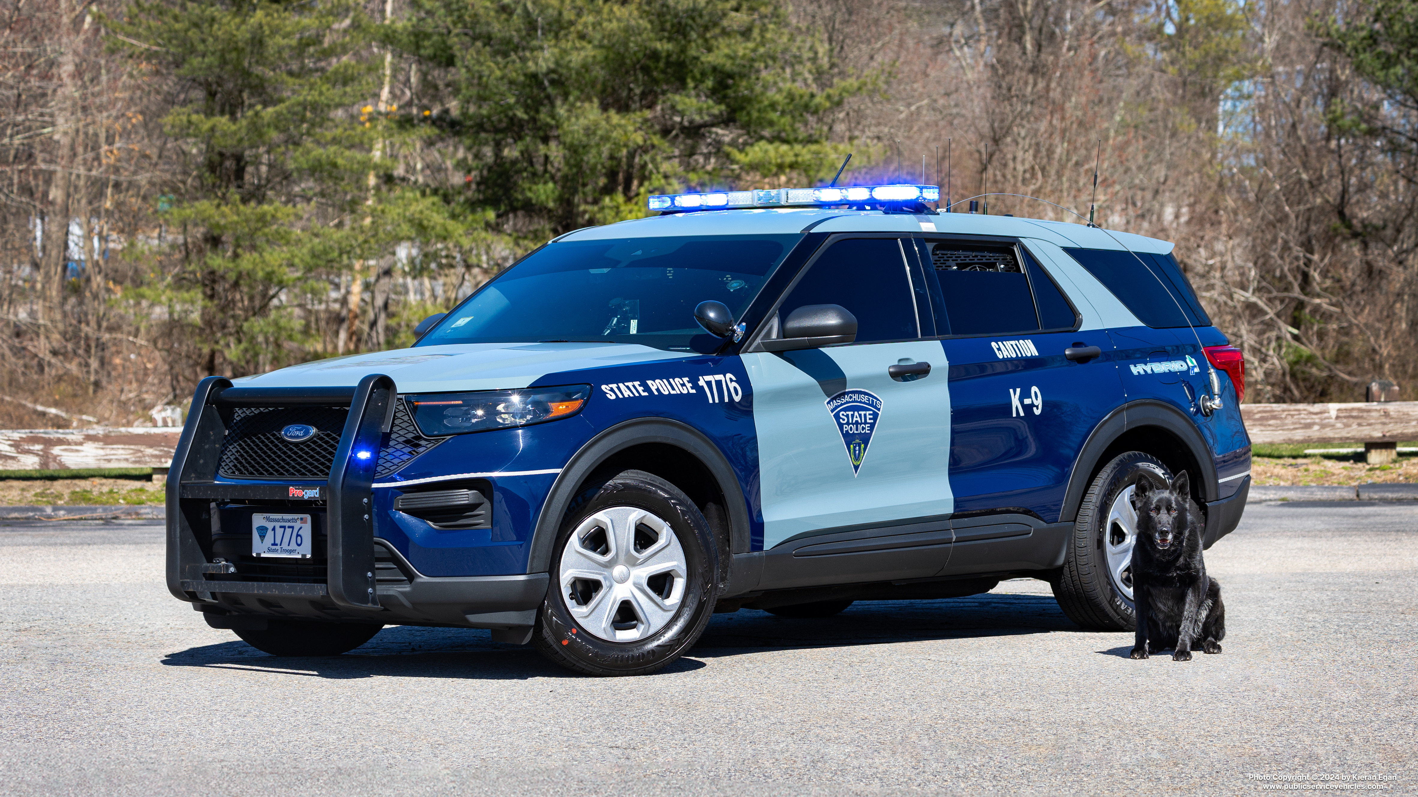 A photo  of Massachusetts State Police
            Cruiser 1776, a 2022 Ford Police Interceptor Utility Hybrid             taken by Kieran Egan