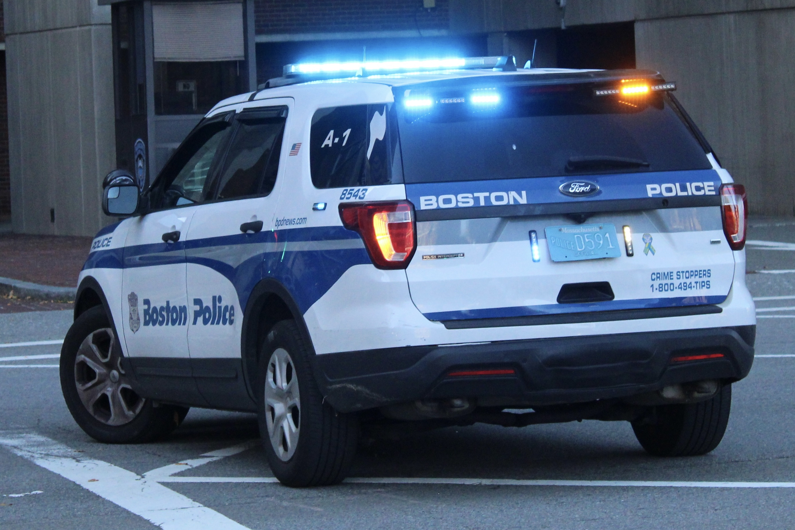 A photo  of Boston Police
            Cruiser 8543, a 2018 Ford Police Interceptor Utility             taken by @riemergencyvehicles