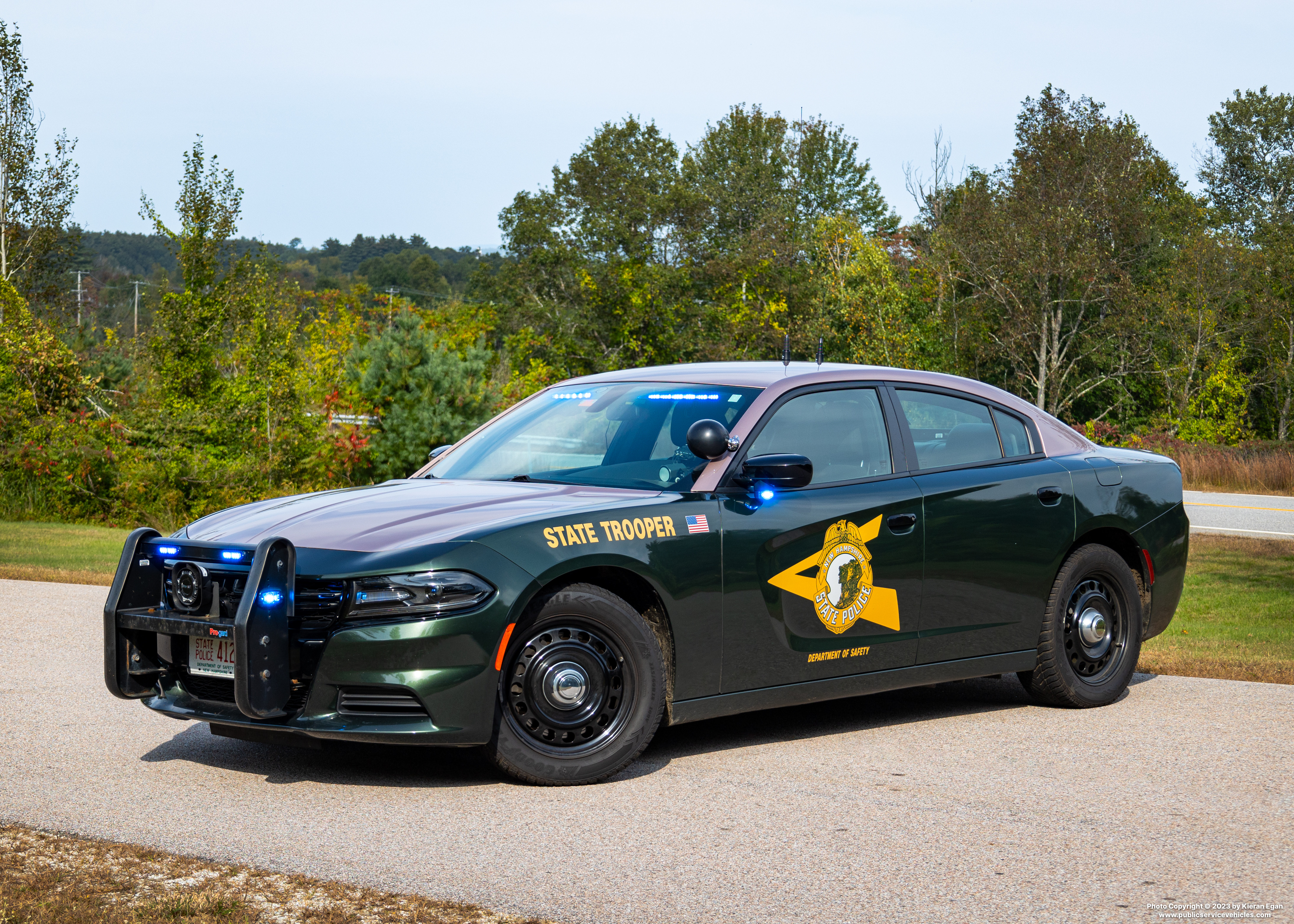 A photo  of New Hampshire State Police
            Cruiser 412, a 2020 Dodge Charger             taken by Kieran Egan