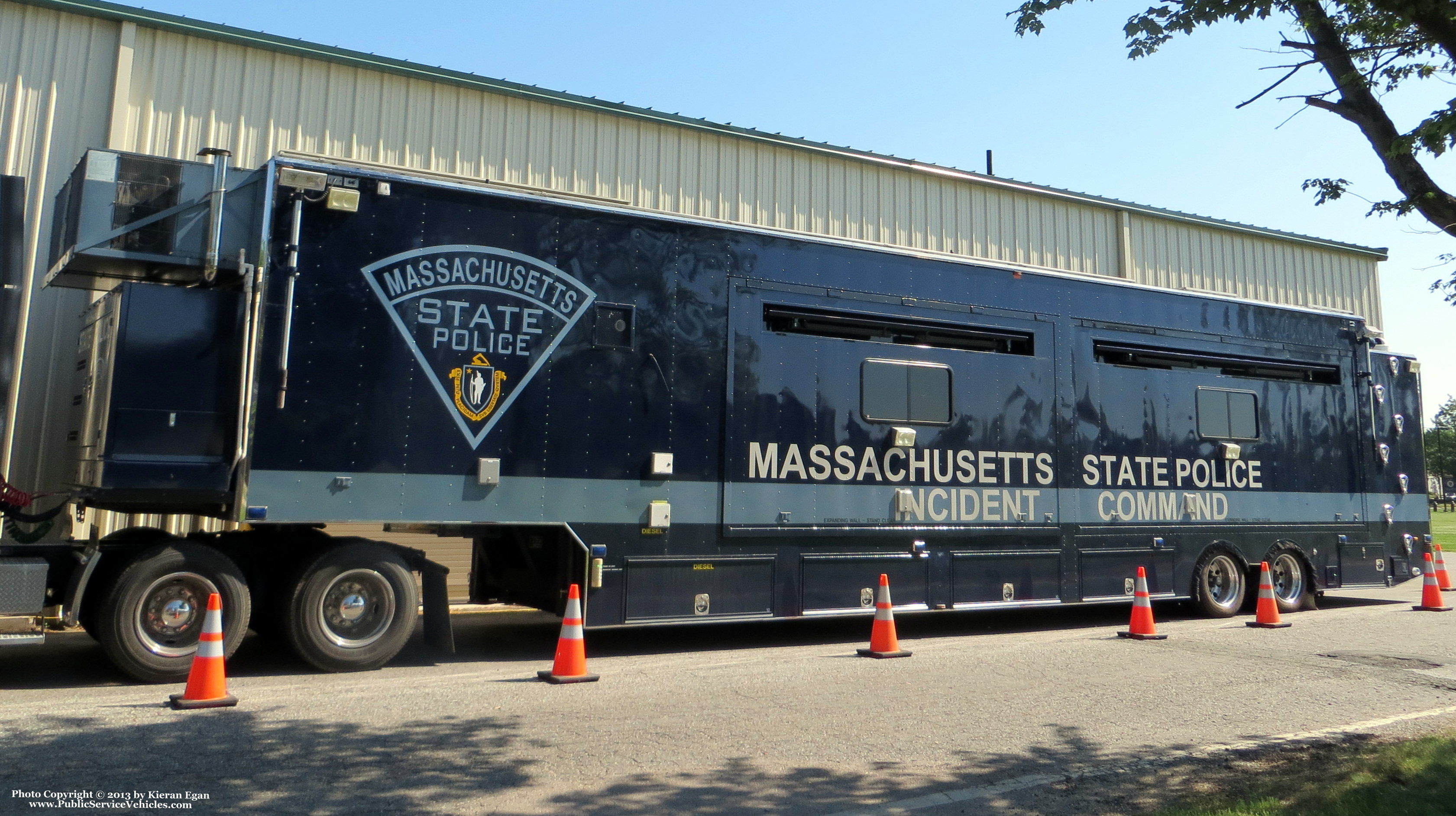 A photo  of Massachusetts State Police
            Incident Command Center 100, a 2004 LDV Mobile Command Center             taken by Kieran Egan