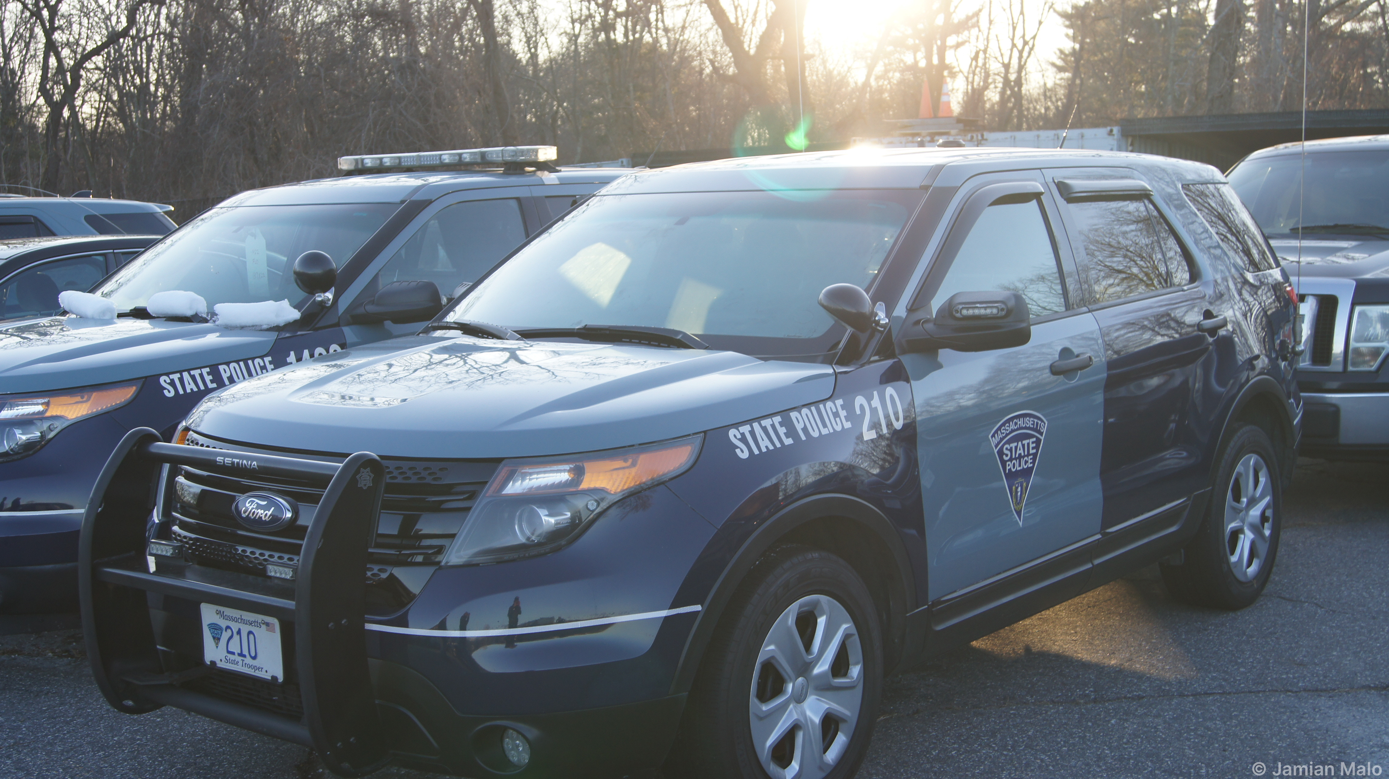 A photo  of Massachusetts State Police
            Cruiser 210, a 2013-2014 Ford Police Interceptor Utility             taken by Jamian Malo