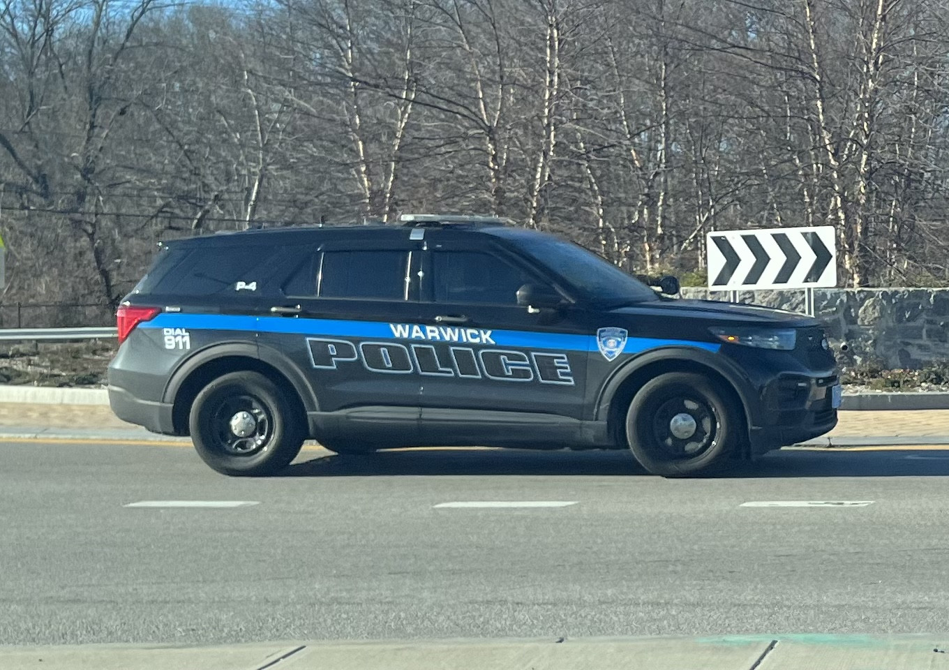 A photo  of Warwick Police
            Cruiser P-4, a 2021 Ford Police Interceptor Utility             taken by @riemergencyvehicles