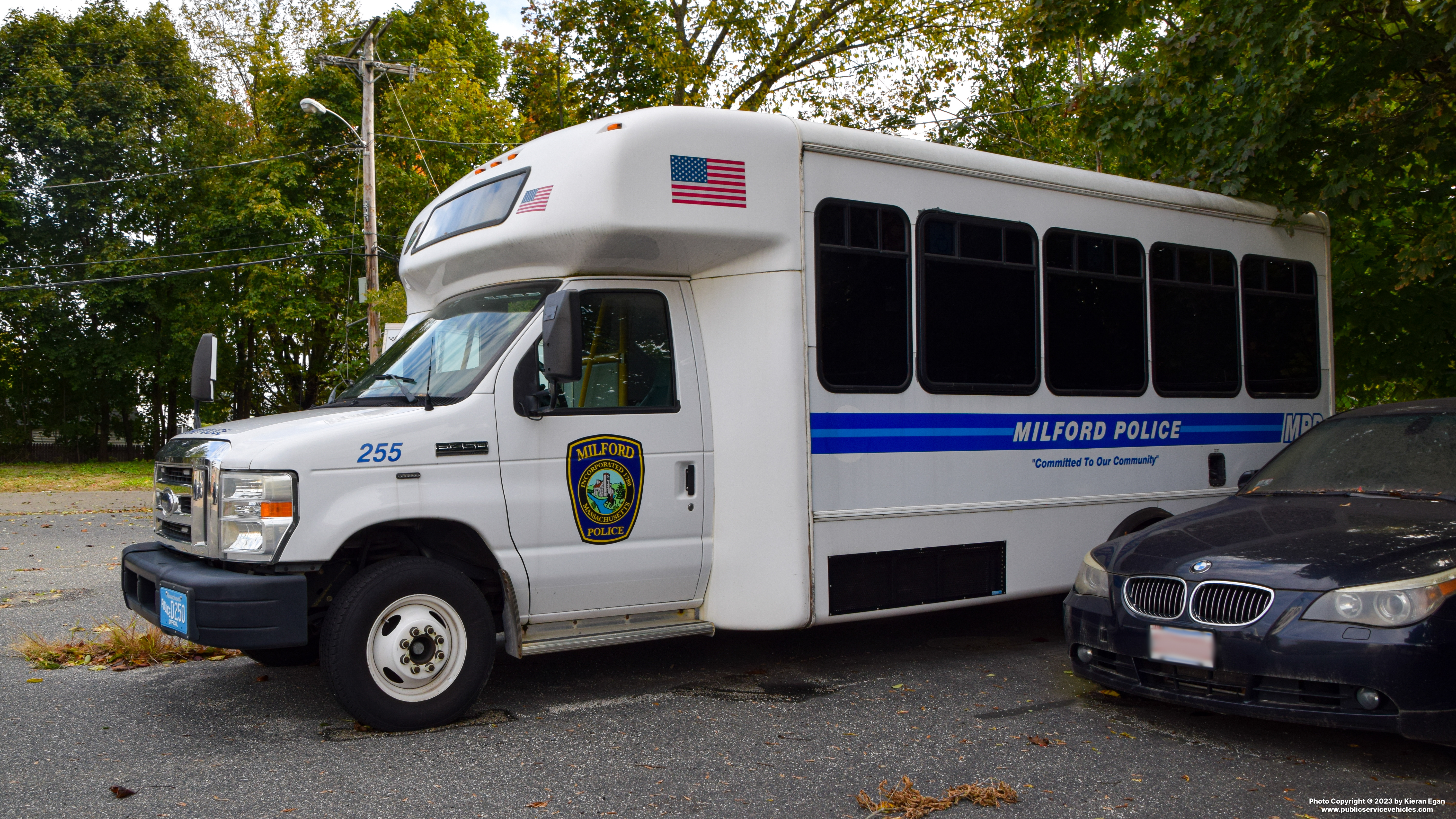 A photo  of Milford Police
            Bus 255, a 2011 Ford E-450 Bus             taken by Kieran Egan