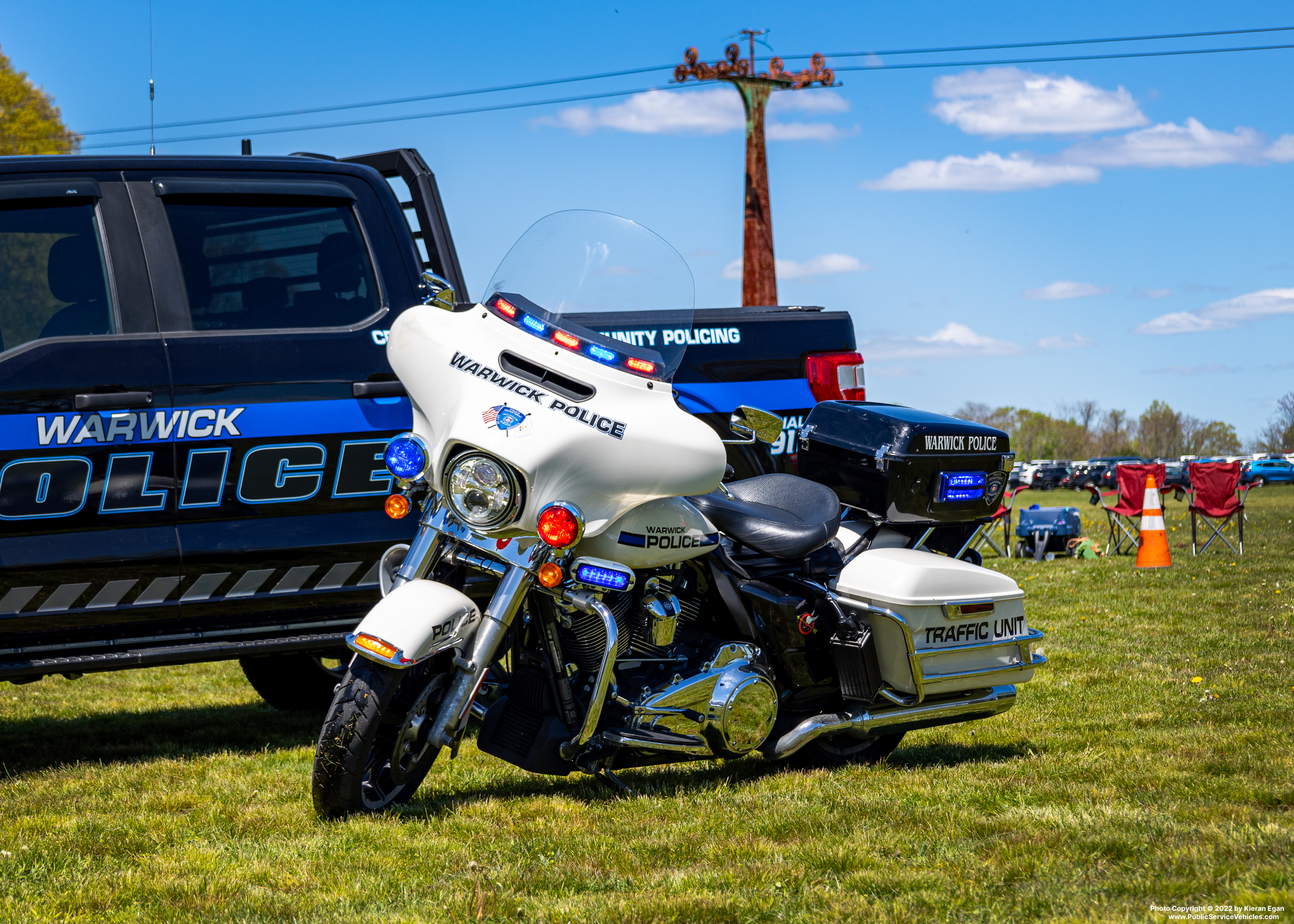 A photo  of Warwick Police
            Motorcycle 8, a 2020-2022 Harley Davidson Electra Glide             taken by Kieran Egan