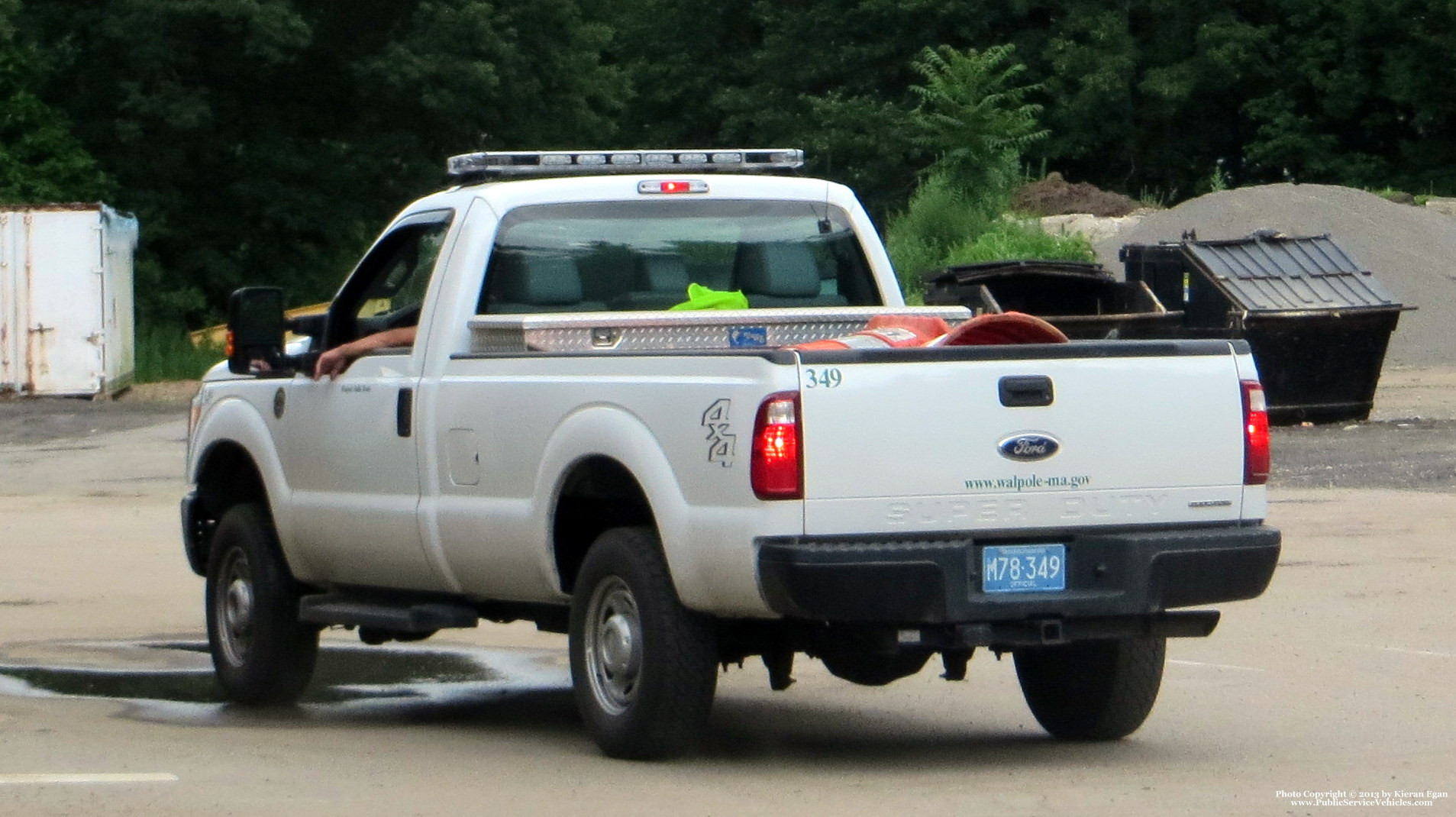 A photo  of Walpole Parks Department
            Truck 349, a 2012 Ford F-250             taken by Kieran Egan