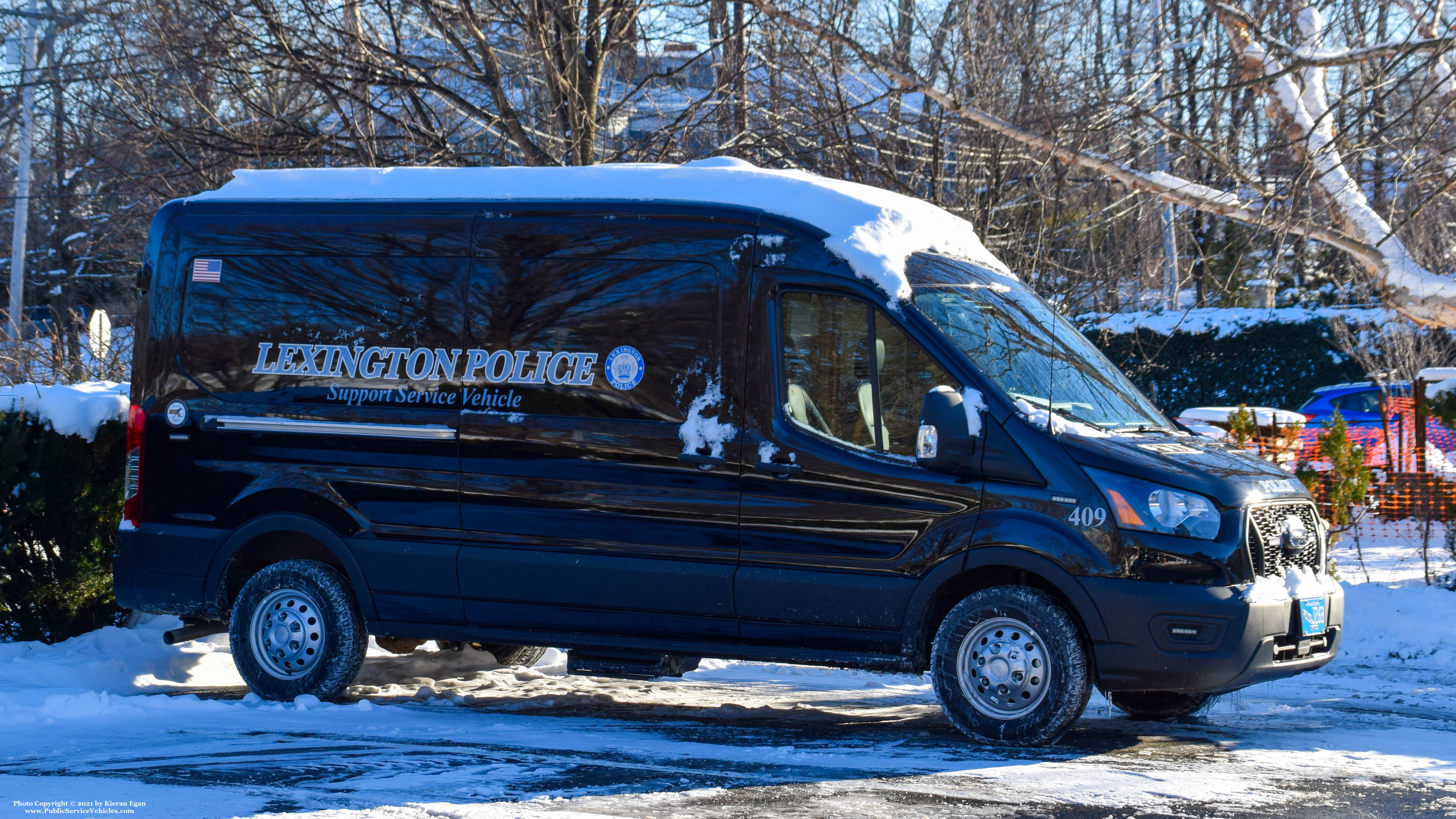 A photo  of Lexington Police
            Cruiser 409, a 2021 Ford Transit             taken by Kieran Egan