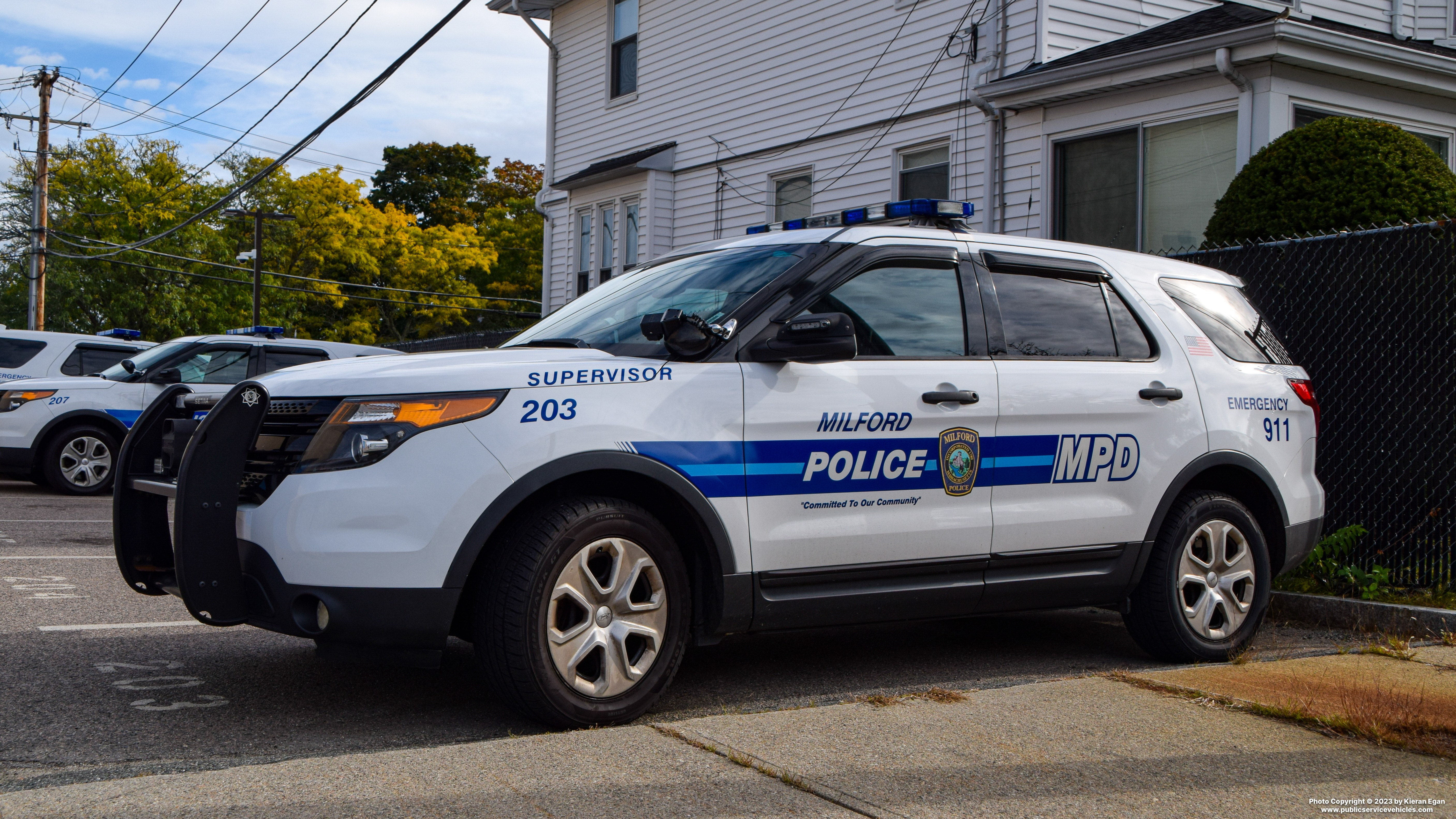 A photo  of Milford Police
            Cruiser 203, a 2013-2015 Ford Police Interceptor Utility             taken by Kieran Egan