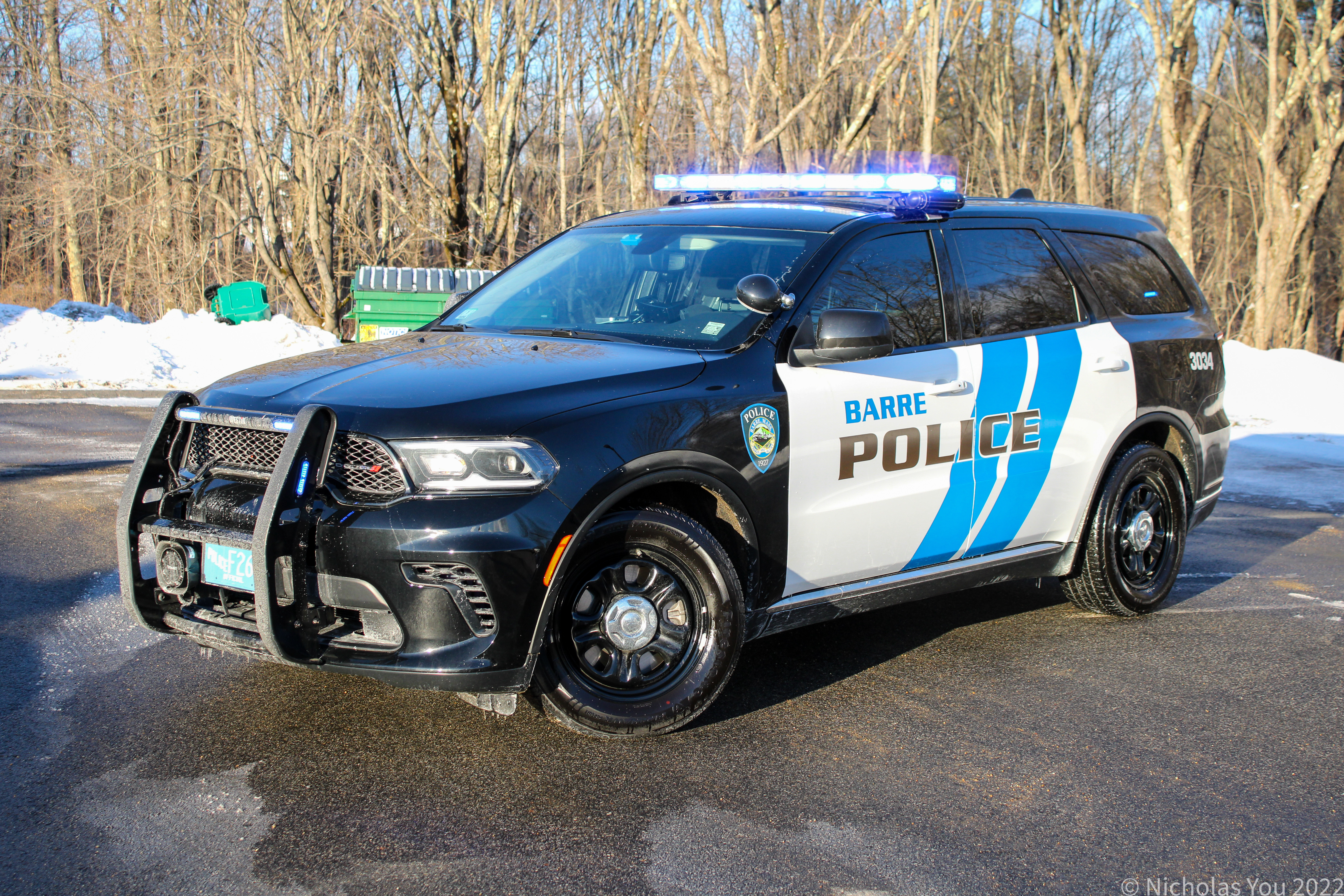 A photo  of Barre Police
            Cruiser 3034, a 2021 Dodge Durango             taken by Nicholas You