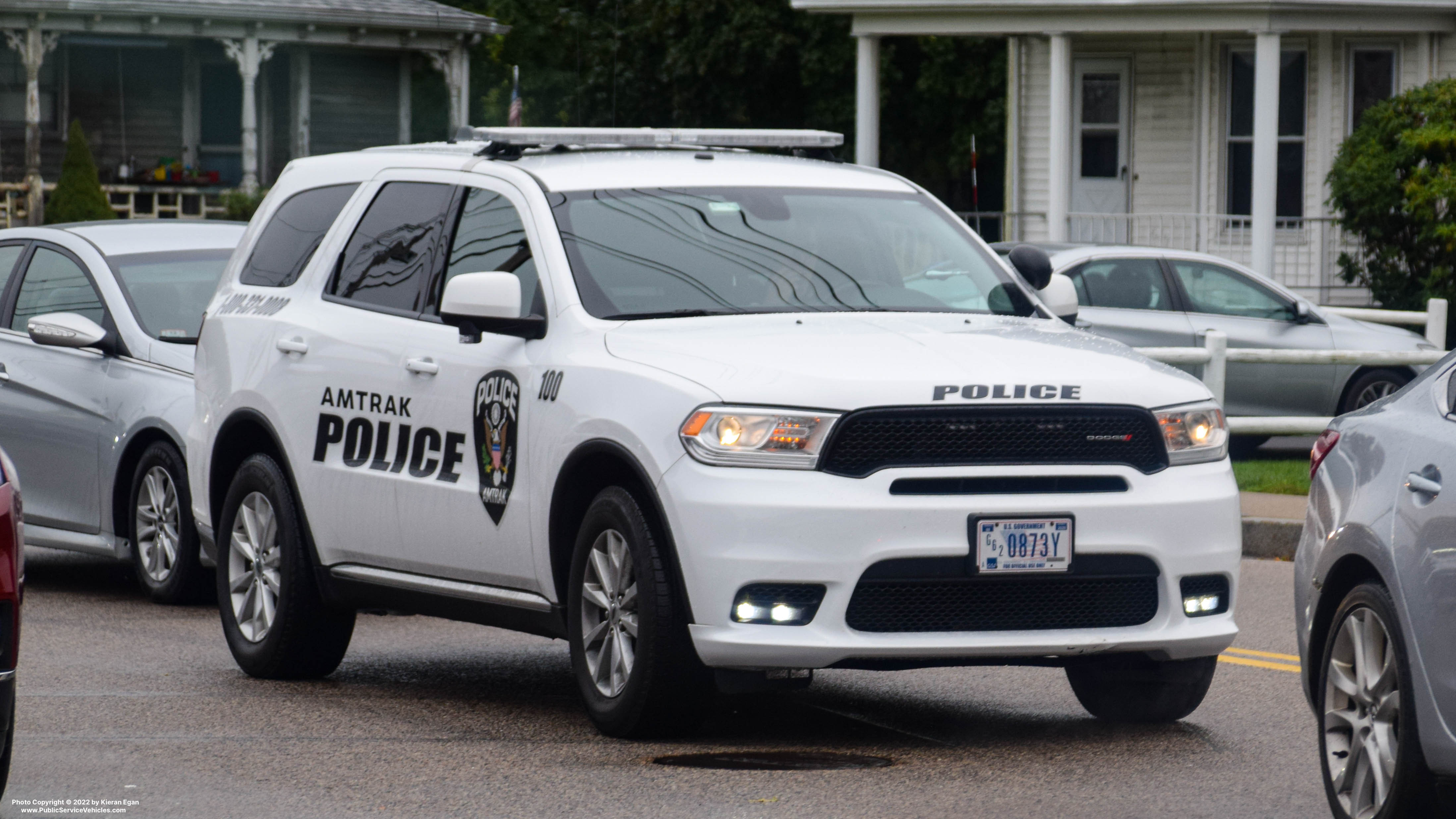 A photo  of Amtrak Police
            Cruiser 100, a 2019 Dodge Durango             taken by Kieran Egan