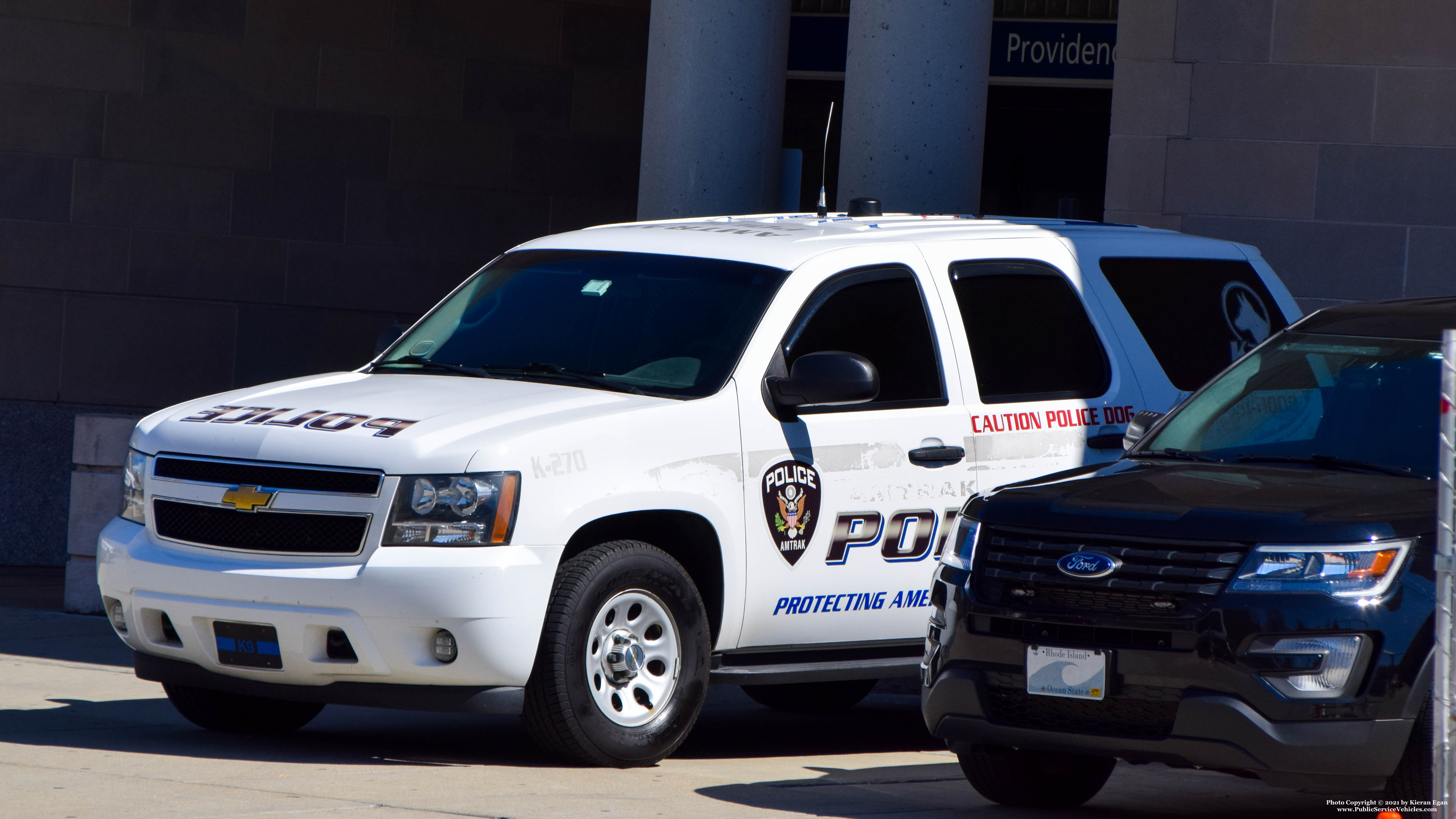 A photo  of Amtrak Police
            Cruiser 270, a 2007-2014 Chevrolet Tahoe             taken by Kieran Egan