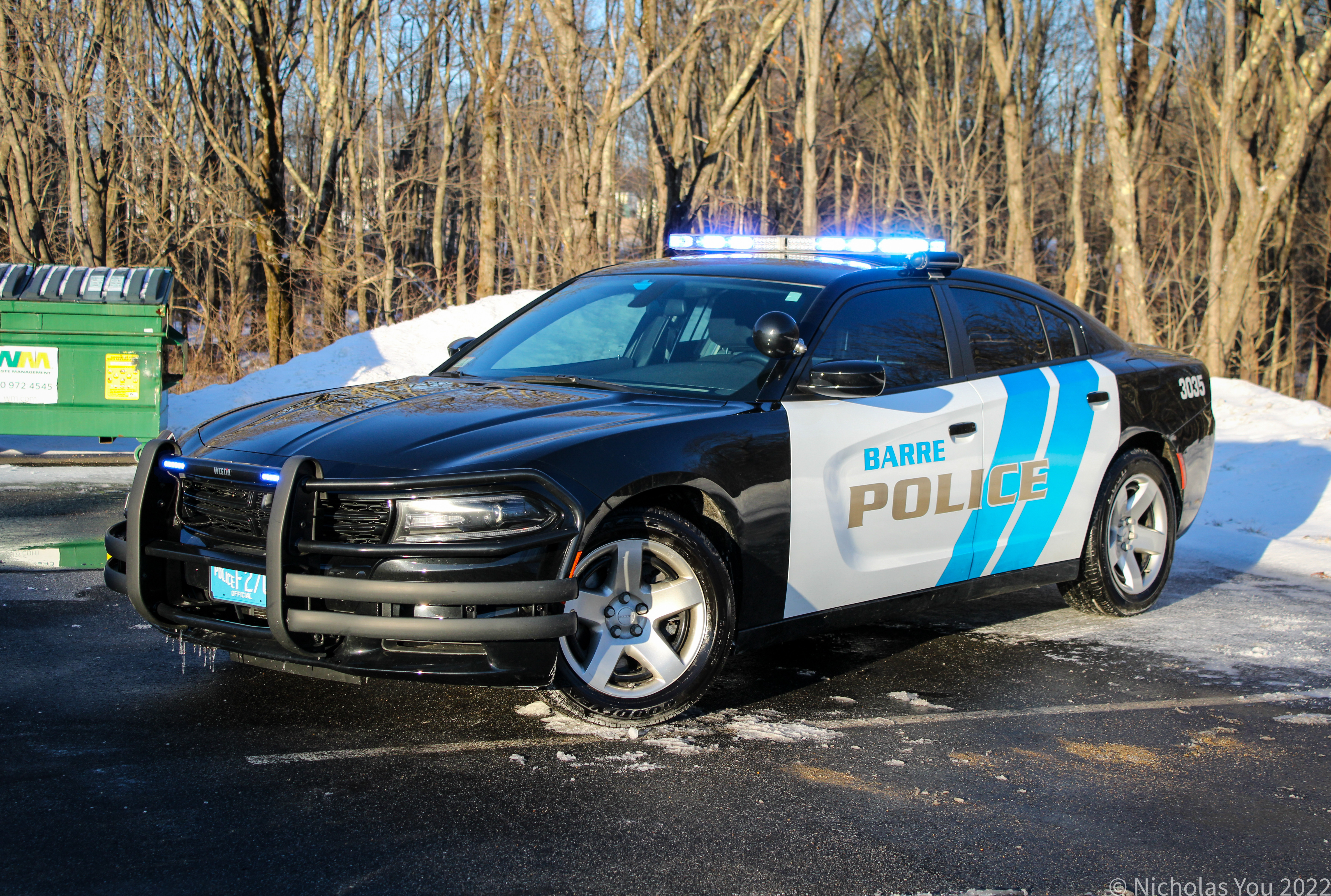 A photo  of Barre Police
            Cruiser 3035, a 2021 Dodge Charger             taken by Nicholas You