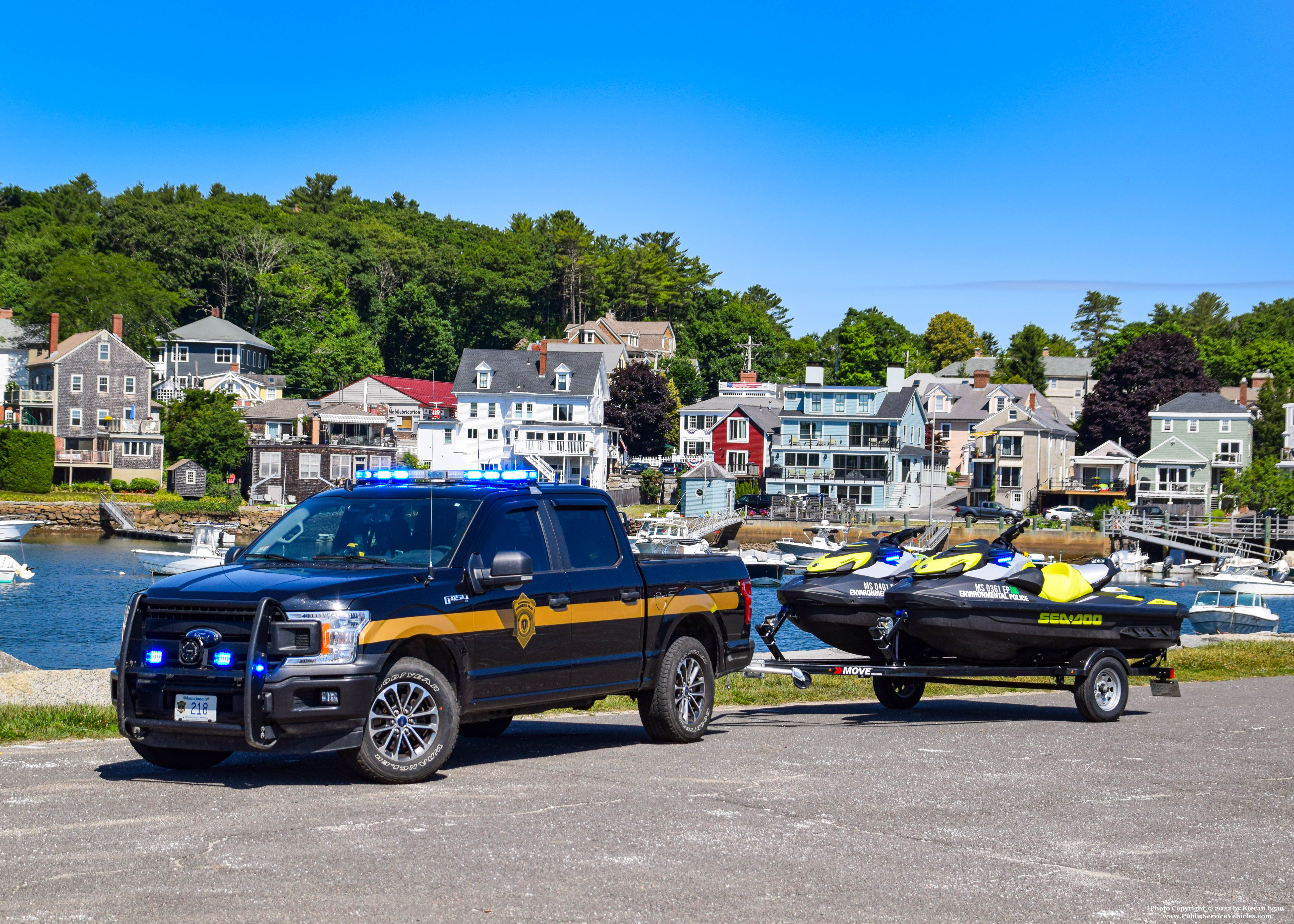 A photo  of Massachusetts Environmental Police
            Sea-Doo's and Trailer, a 2019 Trailer             taken by Kieran Egan