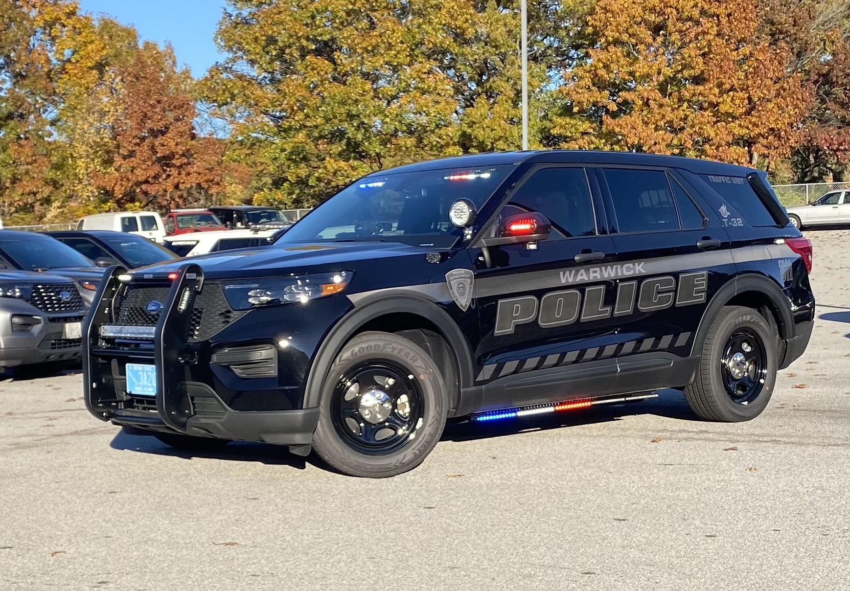 A photo  of Warwick Police
            Cruiser T-32, a 2021 Ford Police Interceptor Utility             taken by @riemergencyvehicles