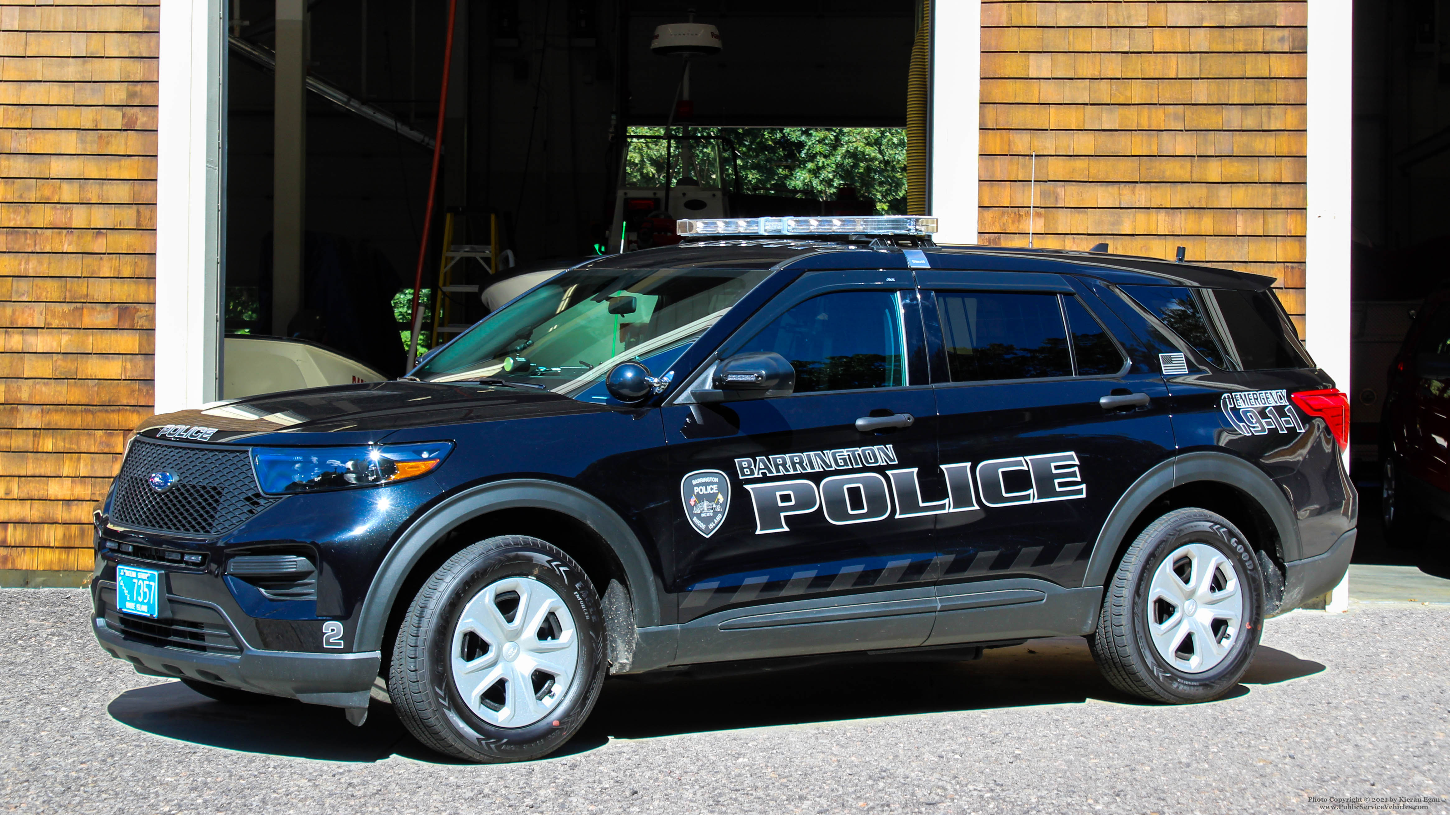 A photo  of Barrington Police
            Patrol Car 2, a 2021 Ford Police Interceptor Utility             taken by Kieran Egan