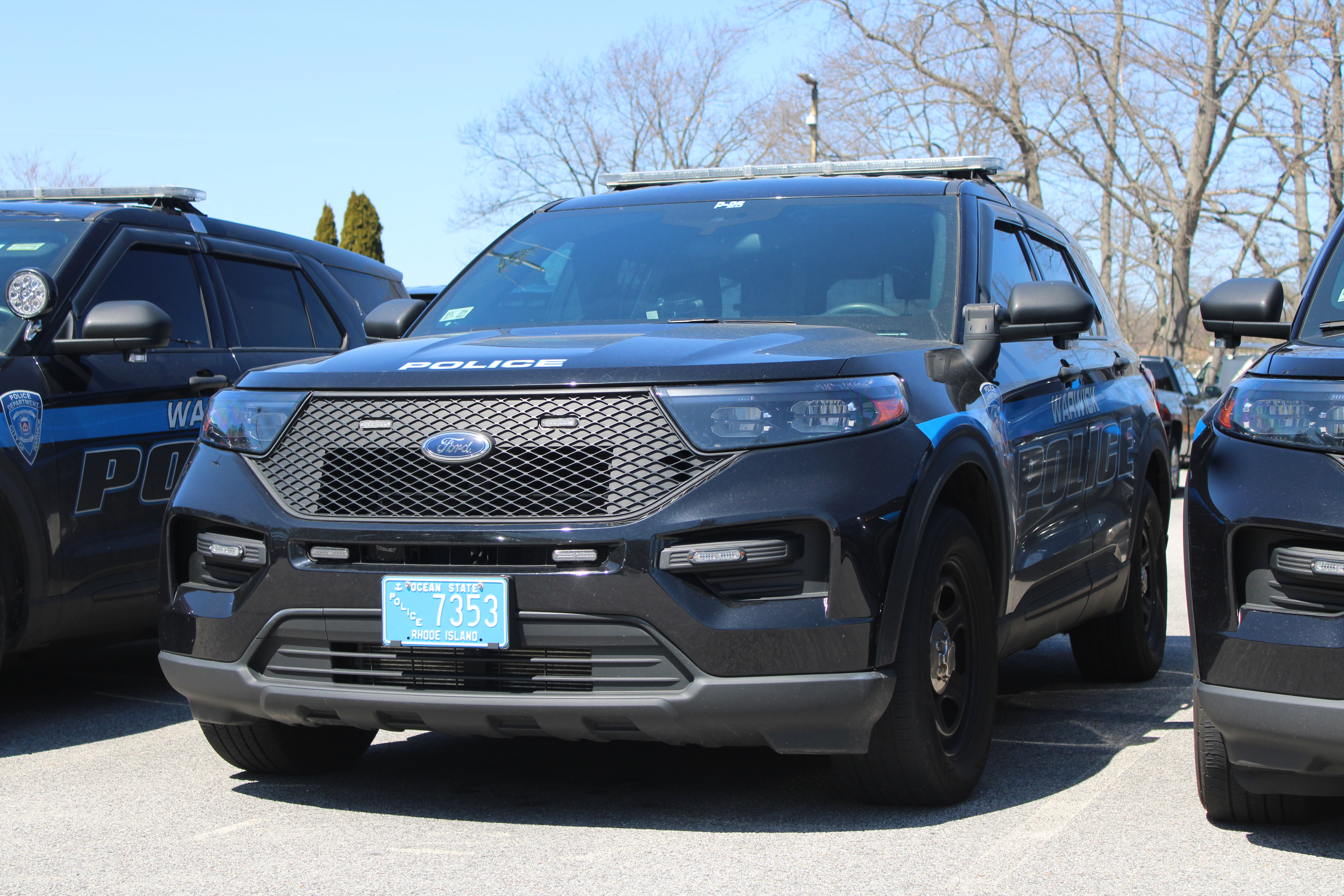 A photo  of Warwick Police
            Cruiser P-25, a 2021 Ford Police Interceptor Utility             taken by @riemergencyvehicles