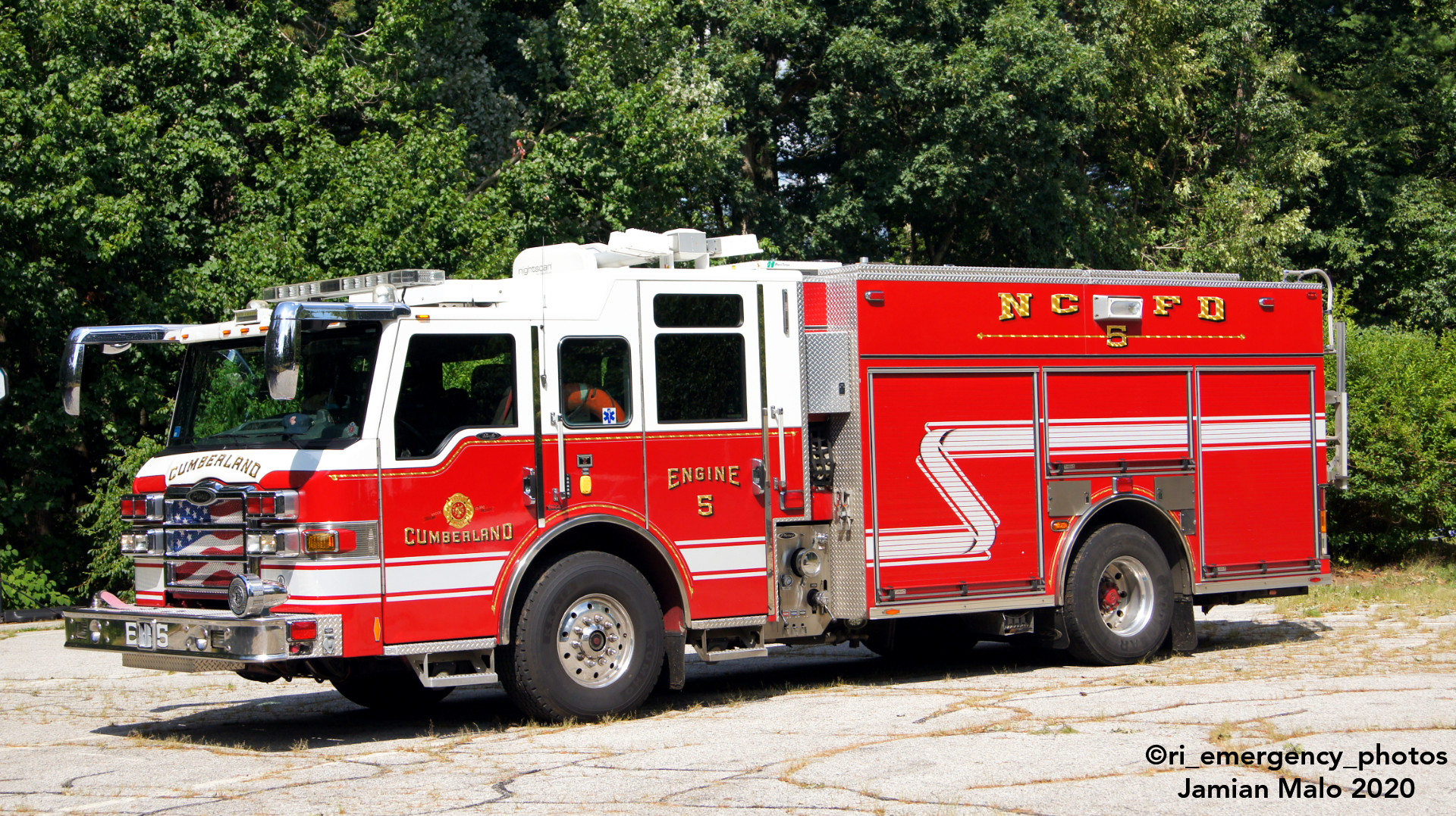 A photo  of Cumberland Fire
            Engine 5, a 2009 Pierce Velocity PUC             taken by Jamian Malo