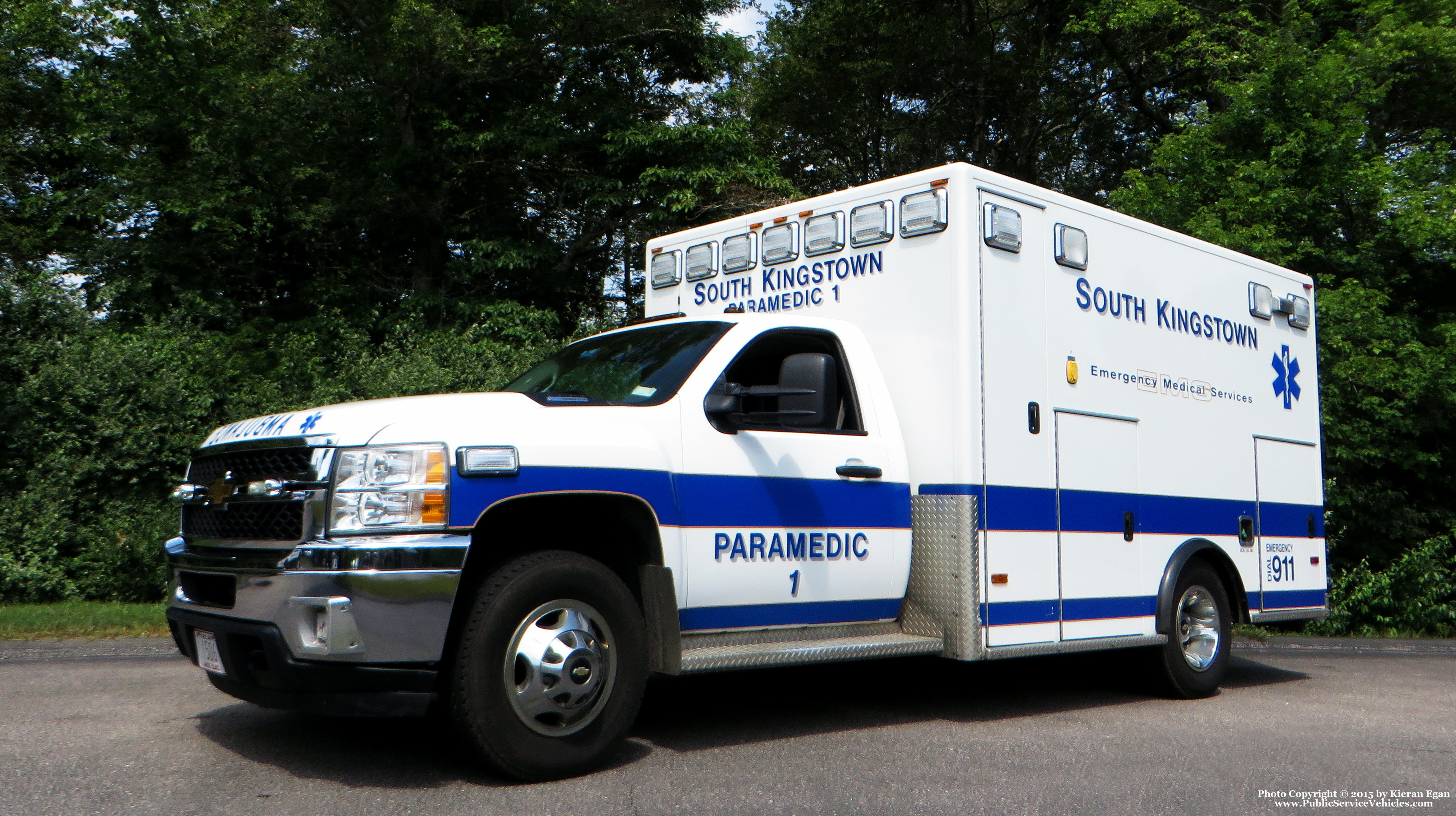 A photo  of South Kingstown EMS
            Paramedic 1, a 2011 Chevrolet Silverado 3500HD             taken by Kieran Egan