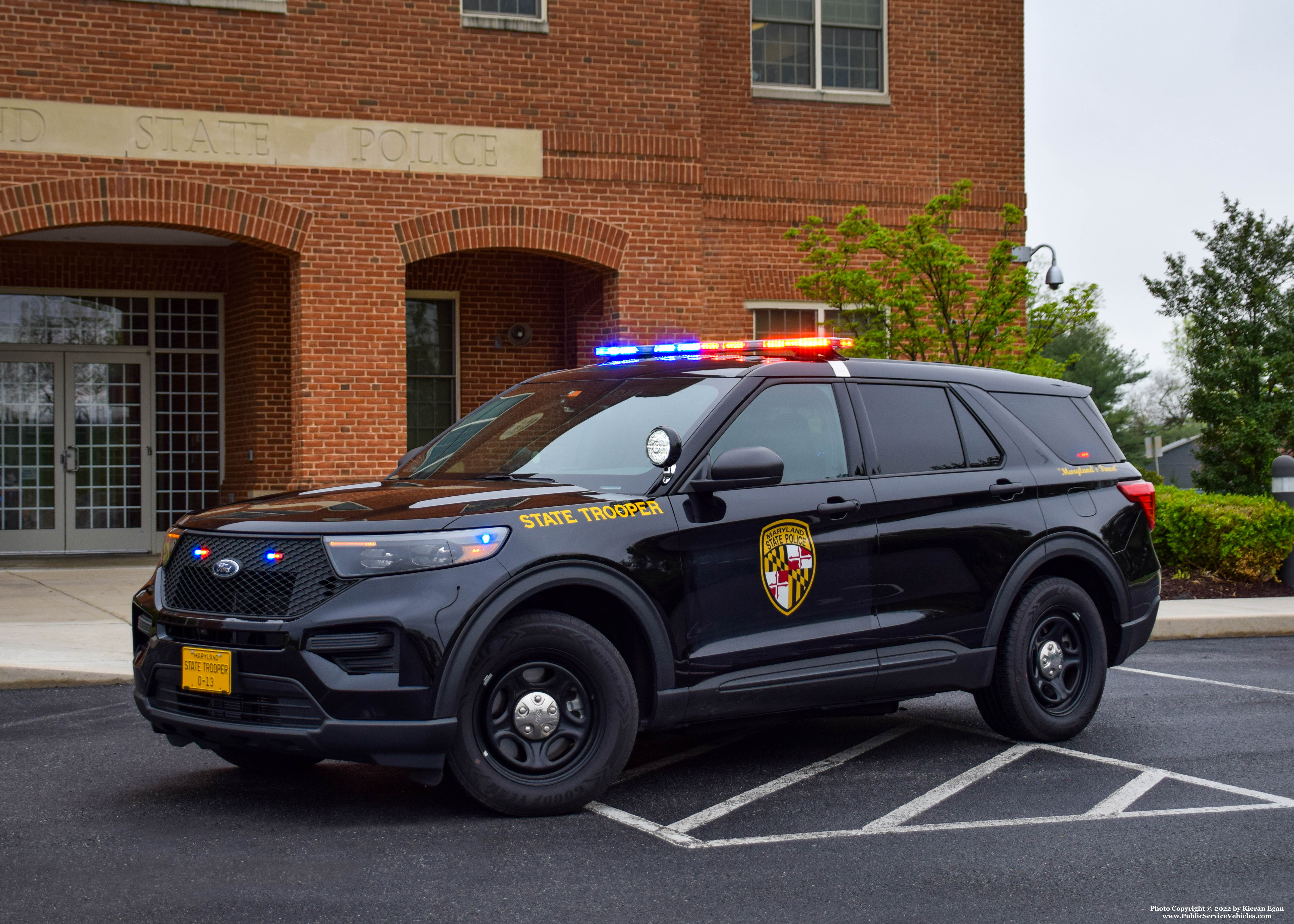 A photo  of Maryland State Police
            Cruiser O-13, a 2020-2021 Ford Police Interceptor Utility             taken by Kieran Egan