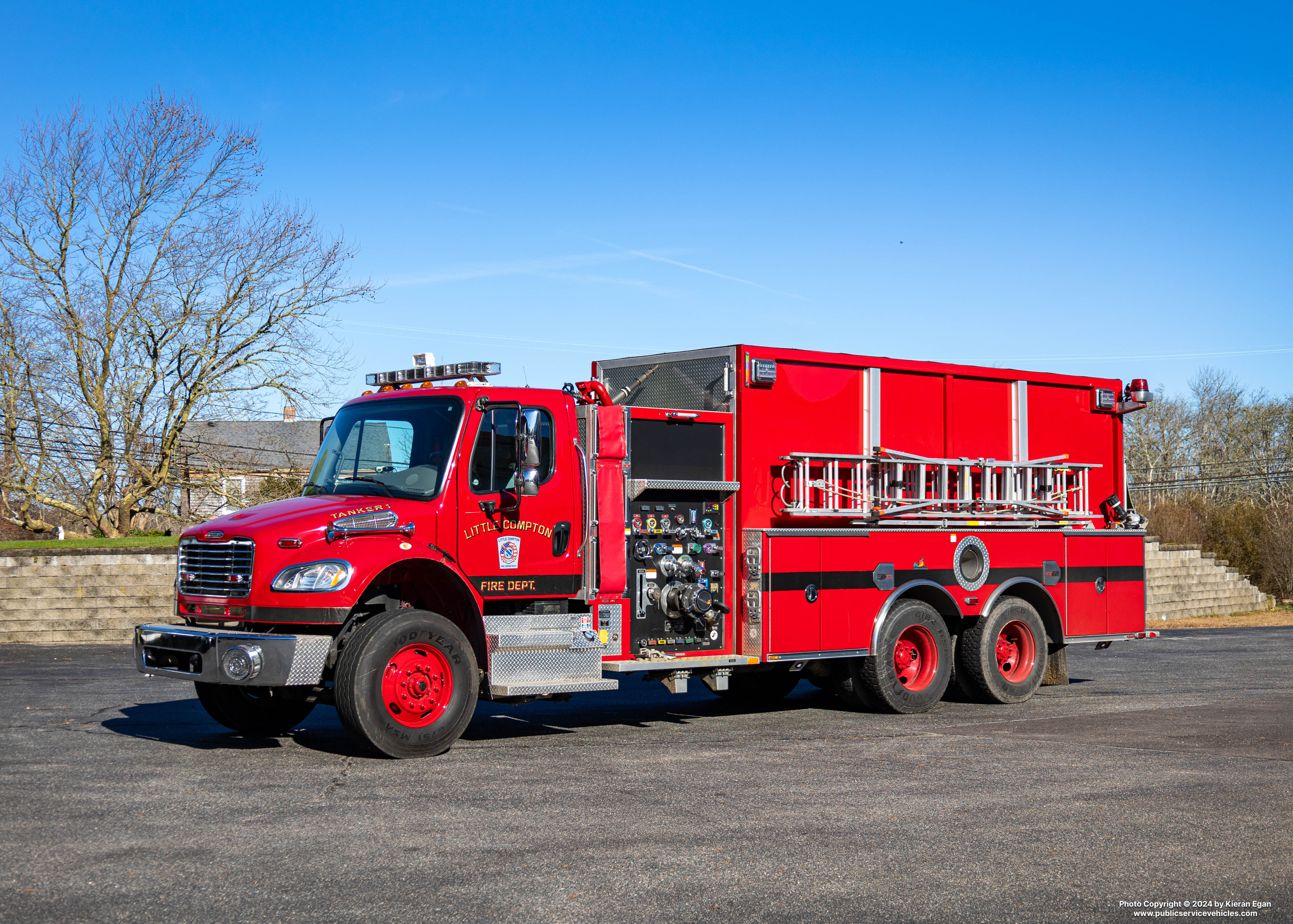 A photo  of Little Compton Fire
            Tanker 1, a 2015 Freightliner             taken by Kieran Egan