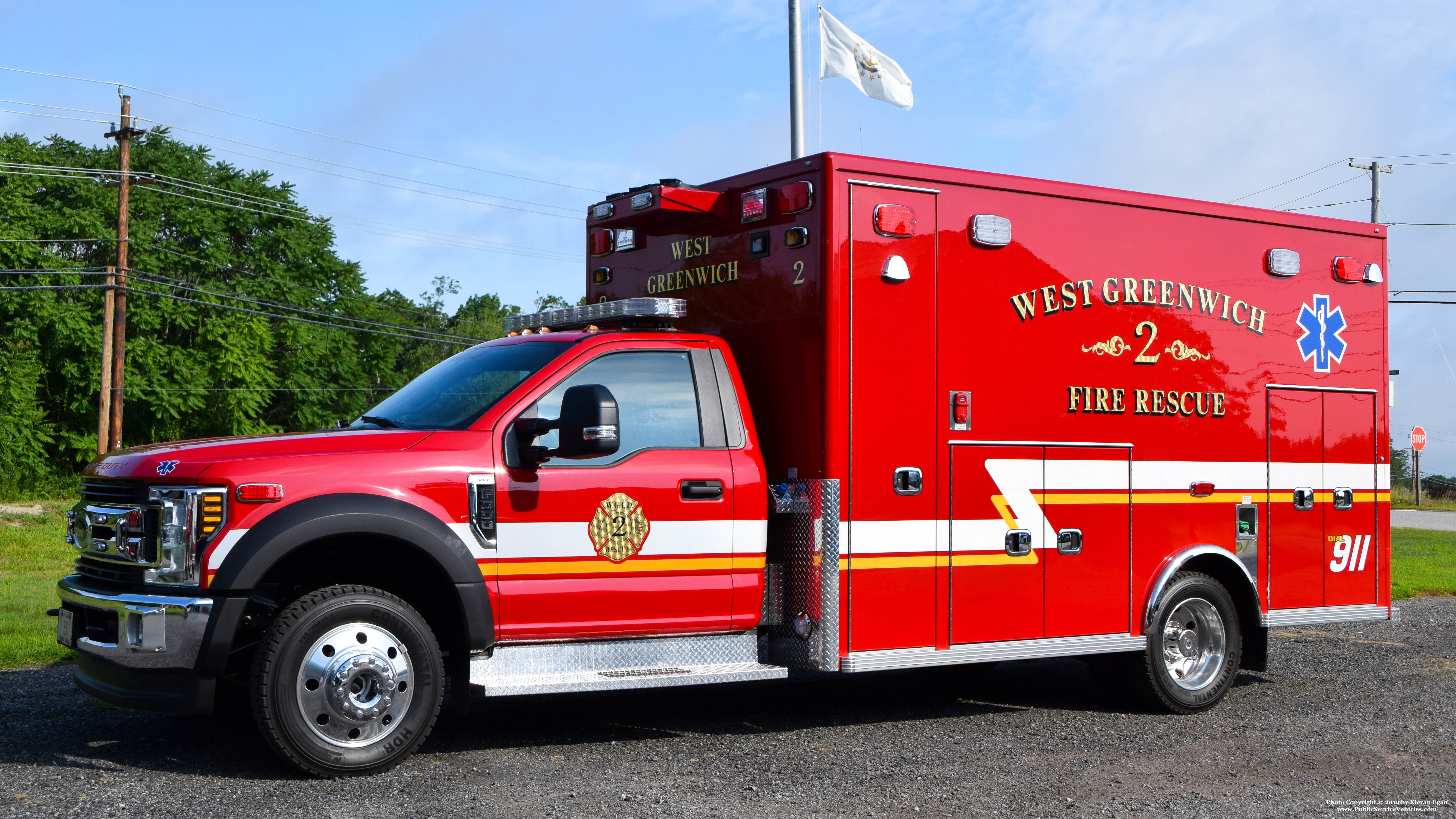 A photo  of West Greenwich Volunteer Fire District
            Rescue 2, a 2019 Ford F-550             taken by Kieran Egan