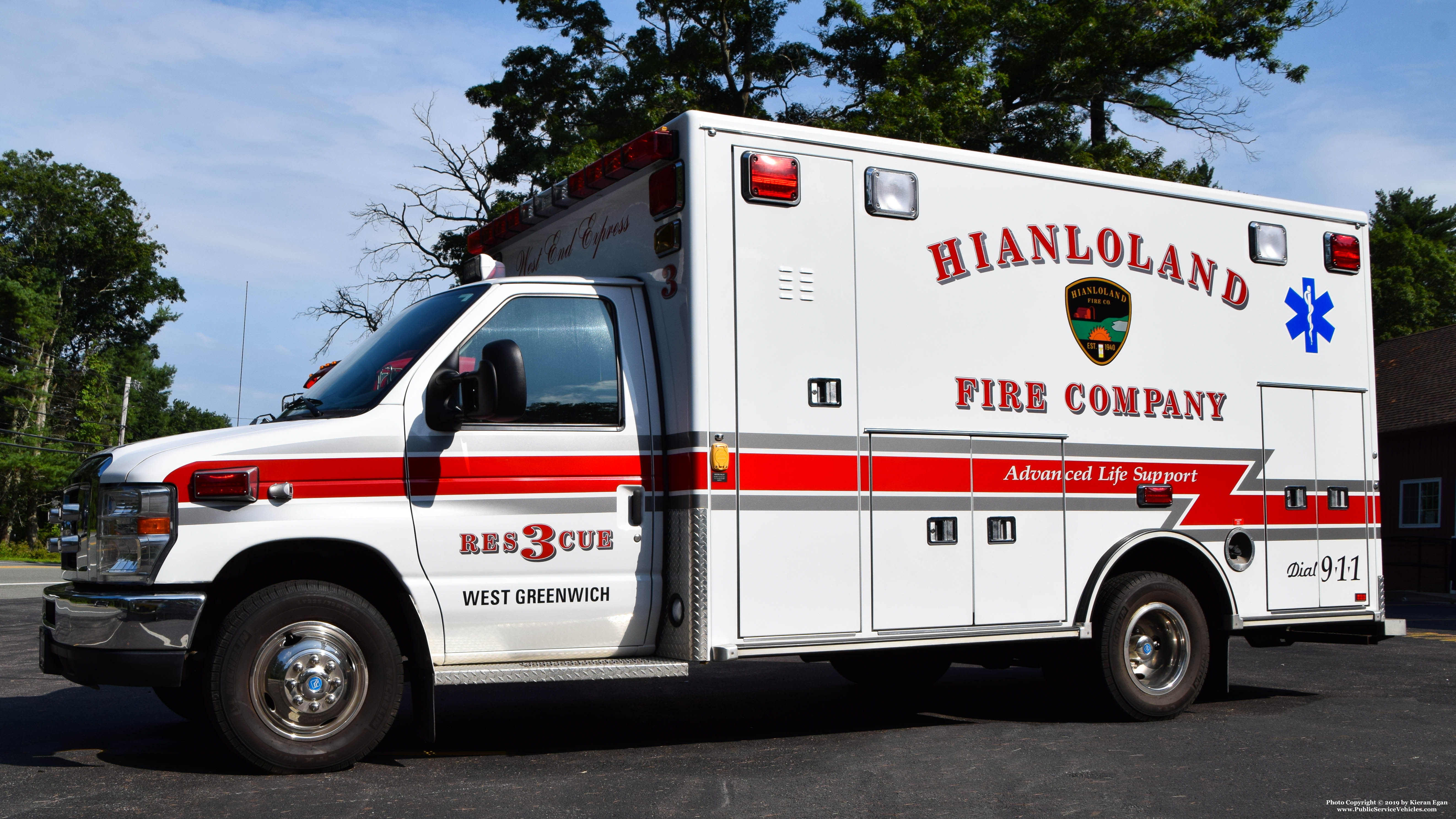 A photo  of Hianloland Fire District
            Rescue 3, a 2011 Ford E-450             taken by Kieran Egan