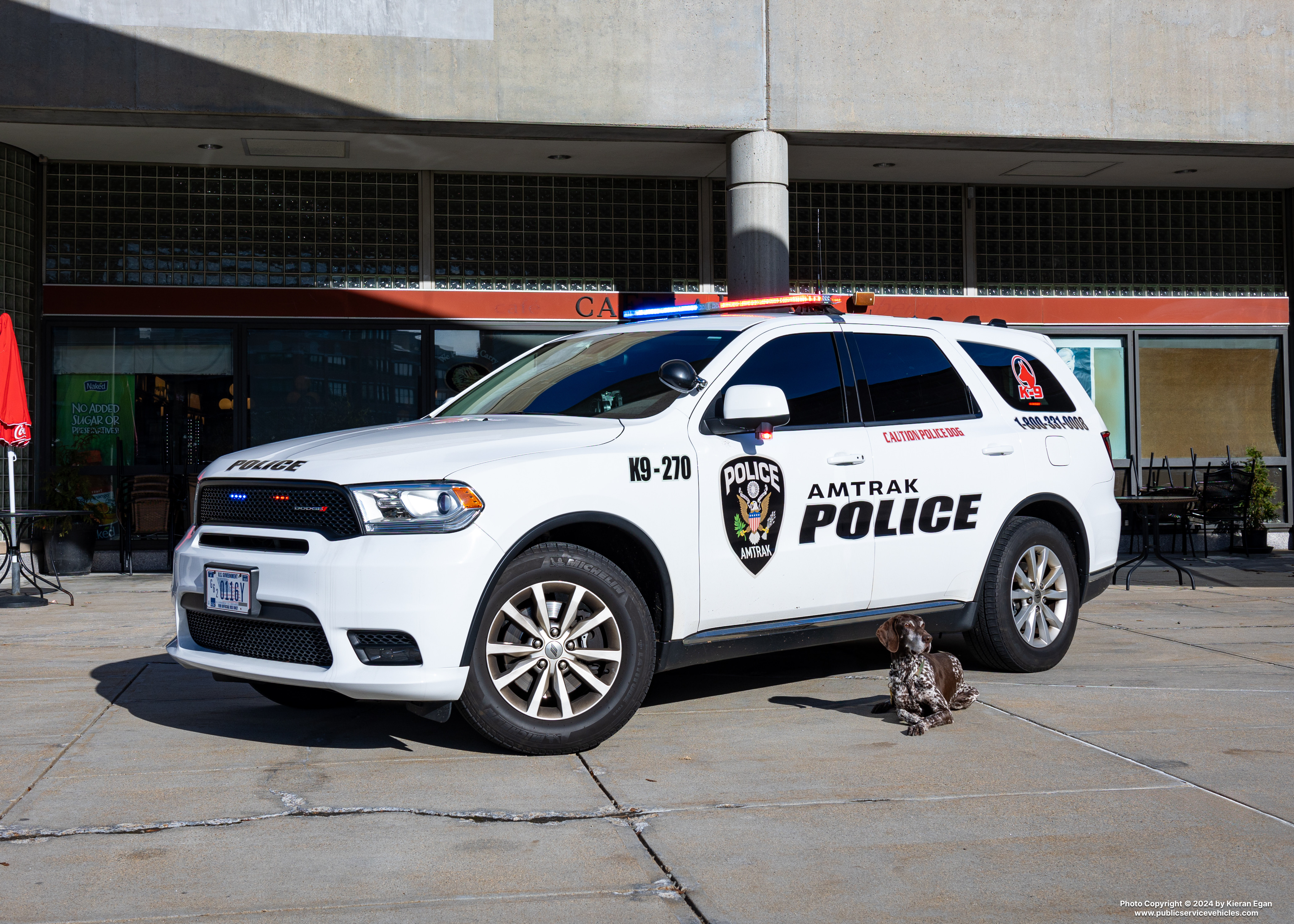 A photo  of Amtrak Police
            Cruiser 270, a 2020 Dodge Durango             taken by Kieran Egan