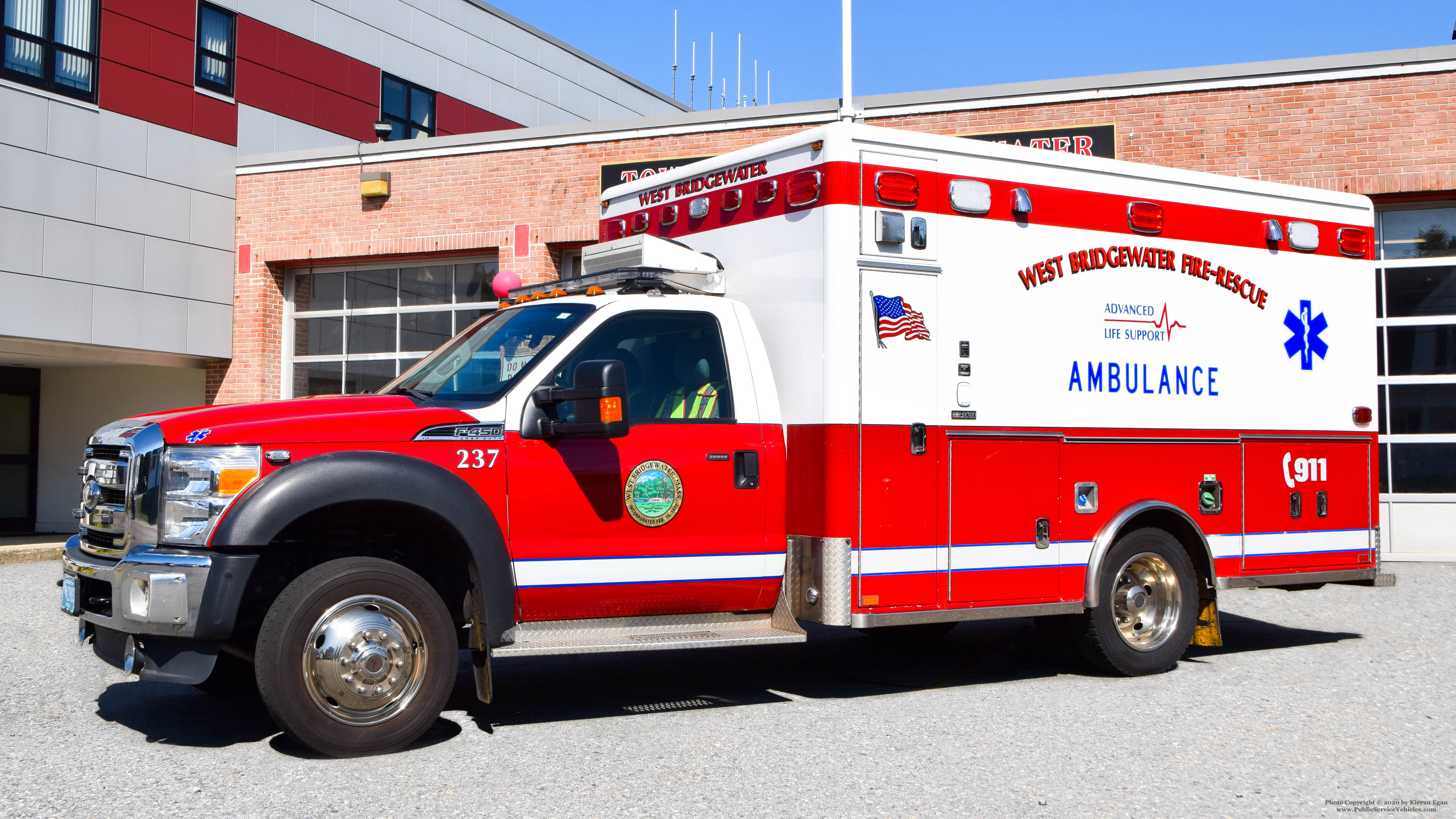 A photo  of West Bridgewater Fire
            Ambulance 1, a 2010 Ford F-450/Horton             taken by Kieran Egan