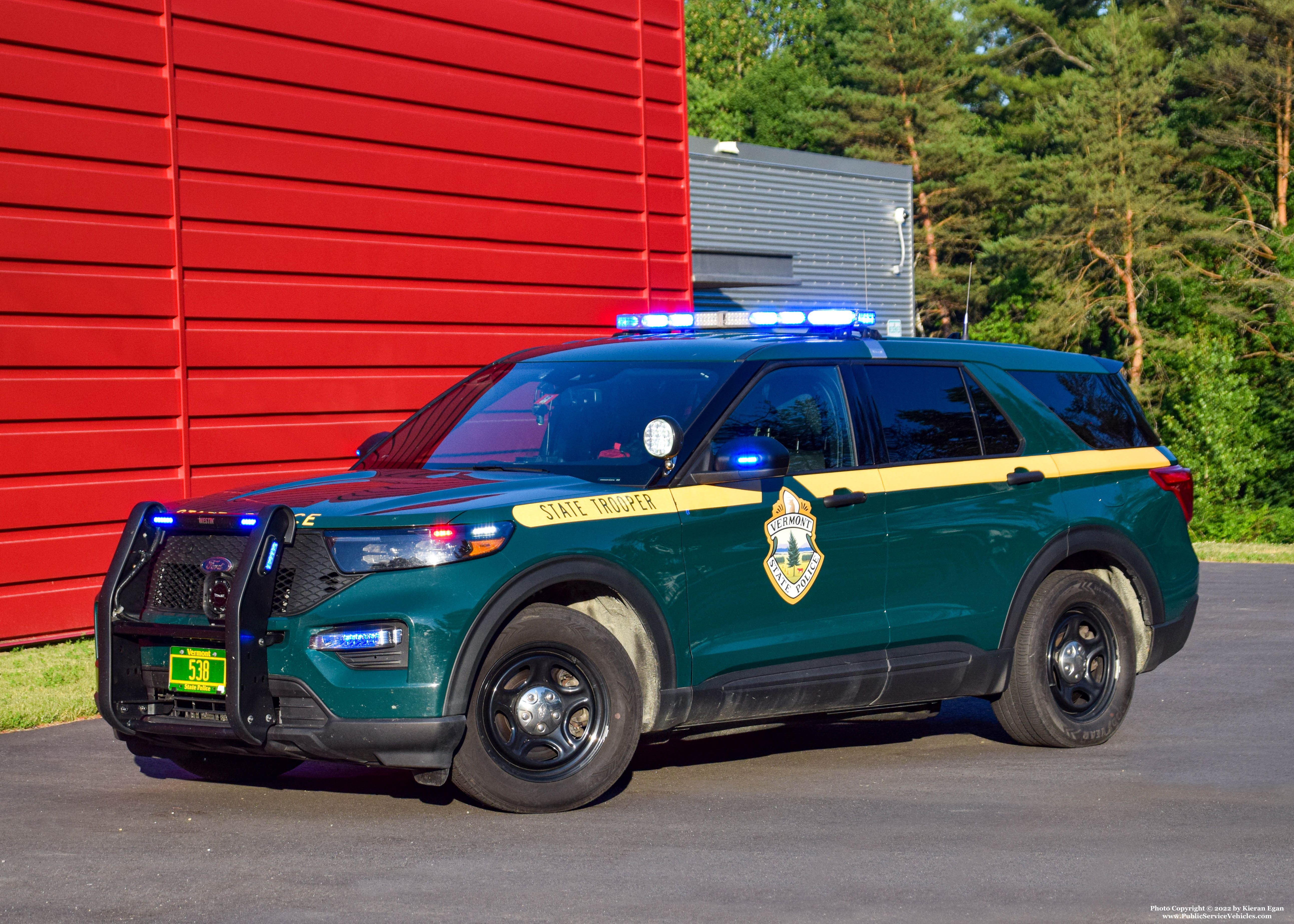 A photo  of Vermont State Police
            Cruiser 538, a 2020-2021 Ford Police Interceptor Utility             taken by Kieran Egan