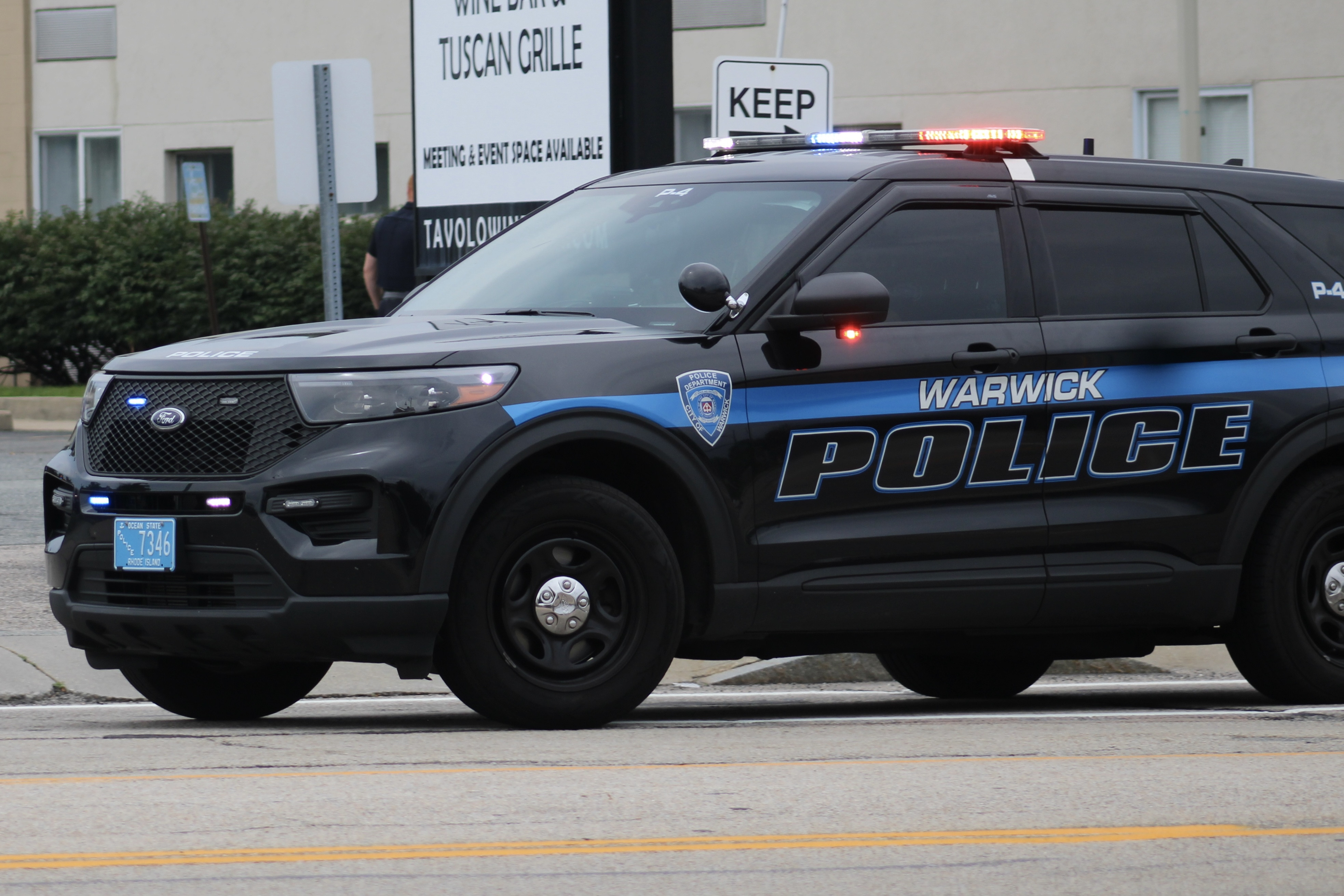 A photo  of Warwick Police
            Cruiser P-4, a 2021 Ford Police Interceptor Utility             taken by @riemergencyvehicles