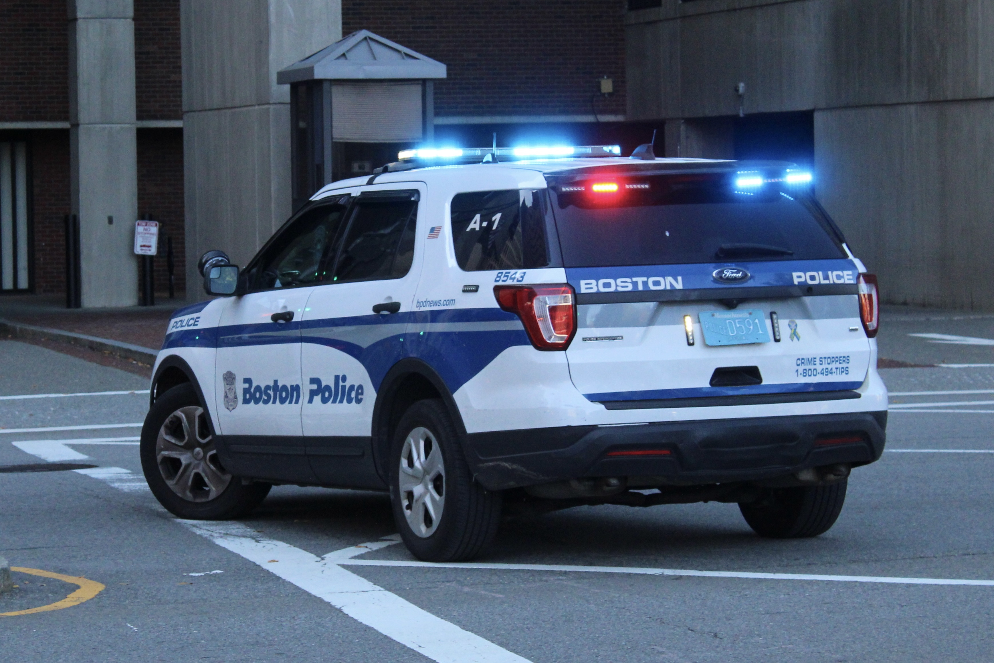 A photo  of Boston Police
            Cruiser 8543, a 2018 Ford Police Interceptor Utility             taken by @riemergencyvehicles