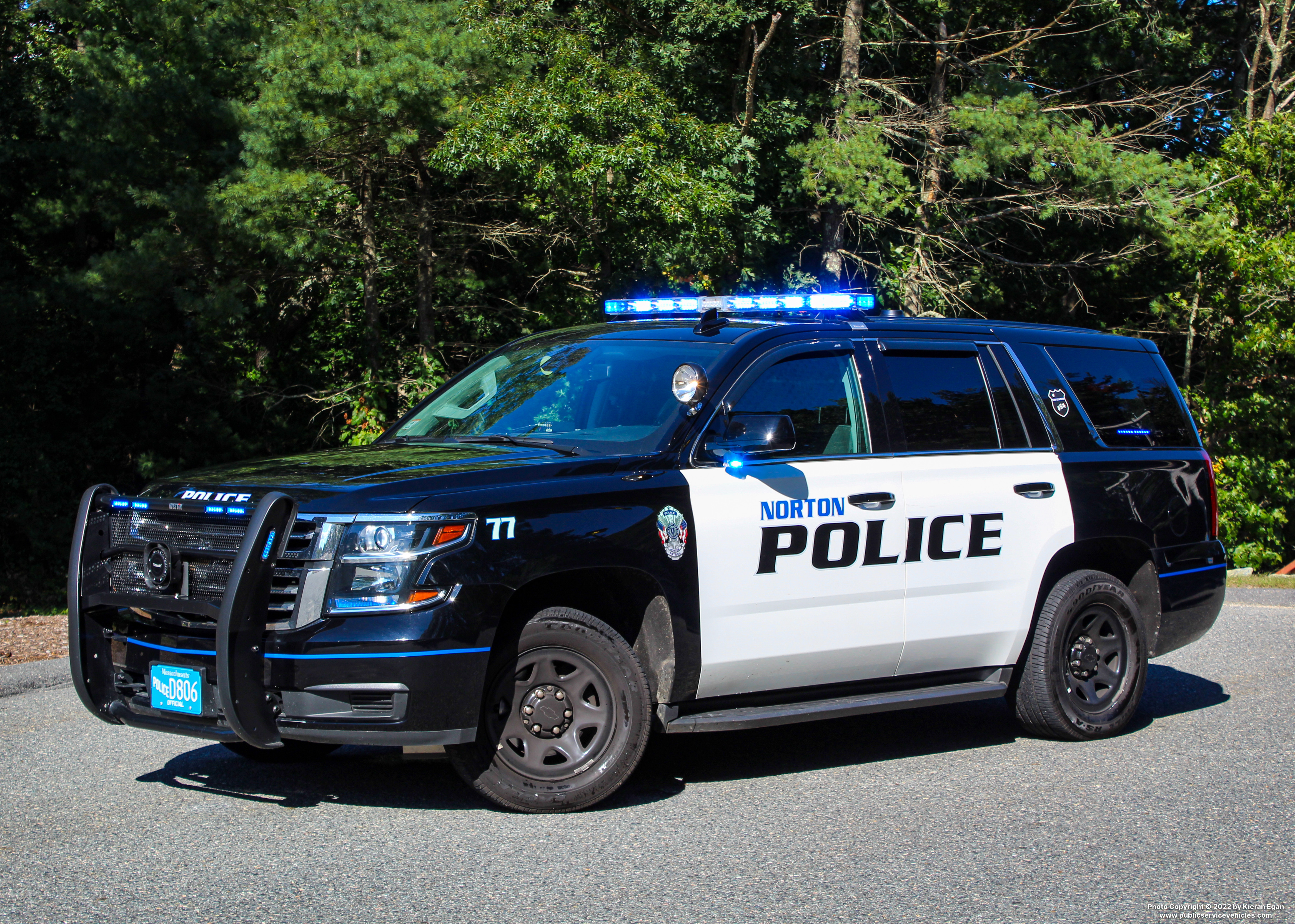 A photo  of Norton Police
            Cruiser 77, a 2020 Chevrolet Tahoe             taken by Kieran Egan