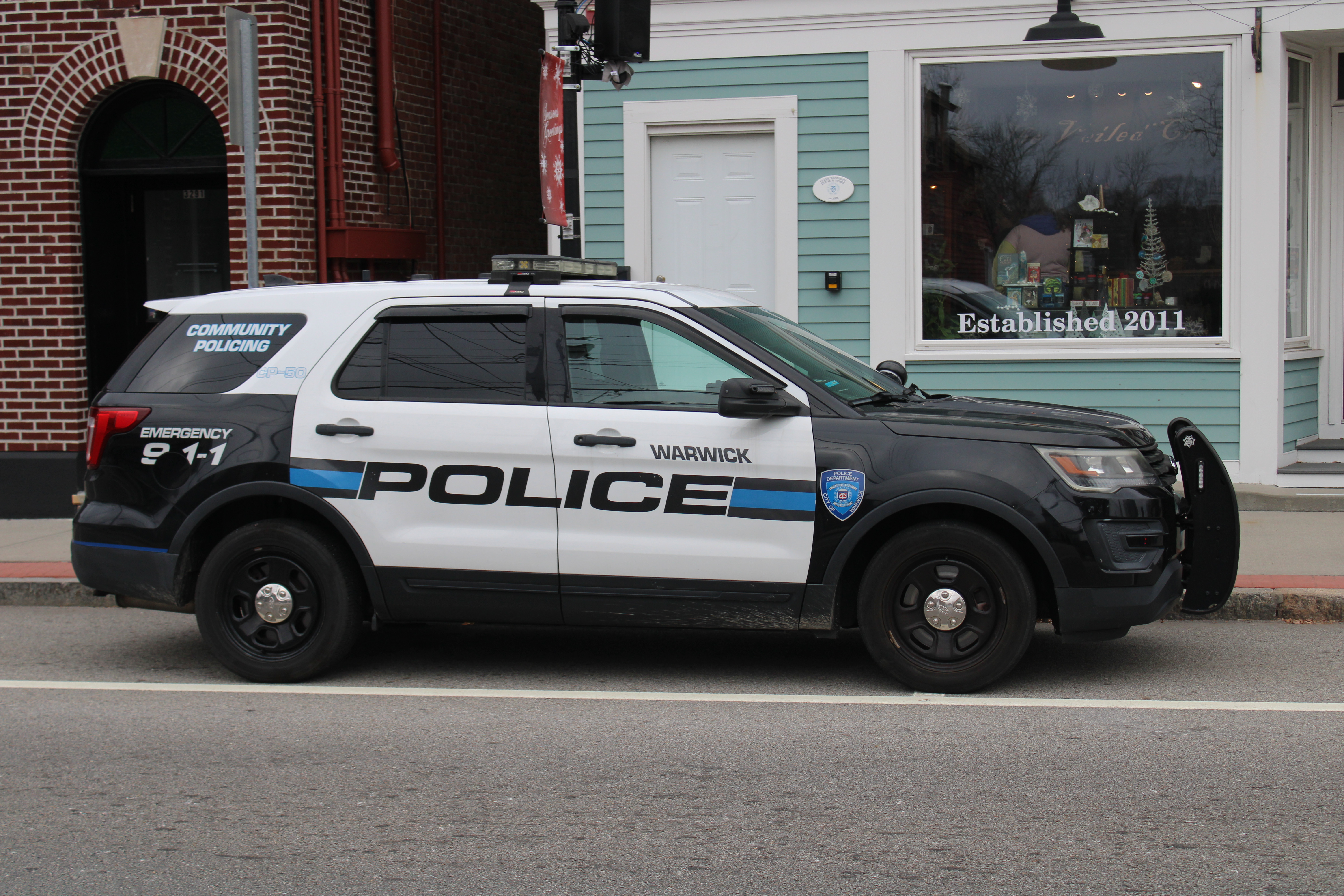 A photo  of Warwick Police
            Cruiser CP-50, a 2016 Ford Police Interceptor Utility             taken by @riemergencyvehicles