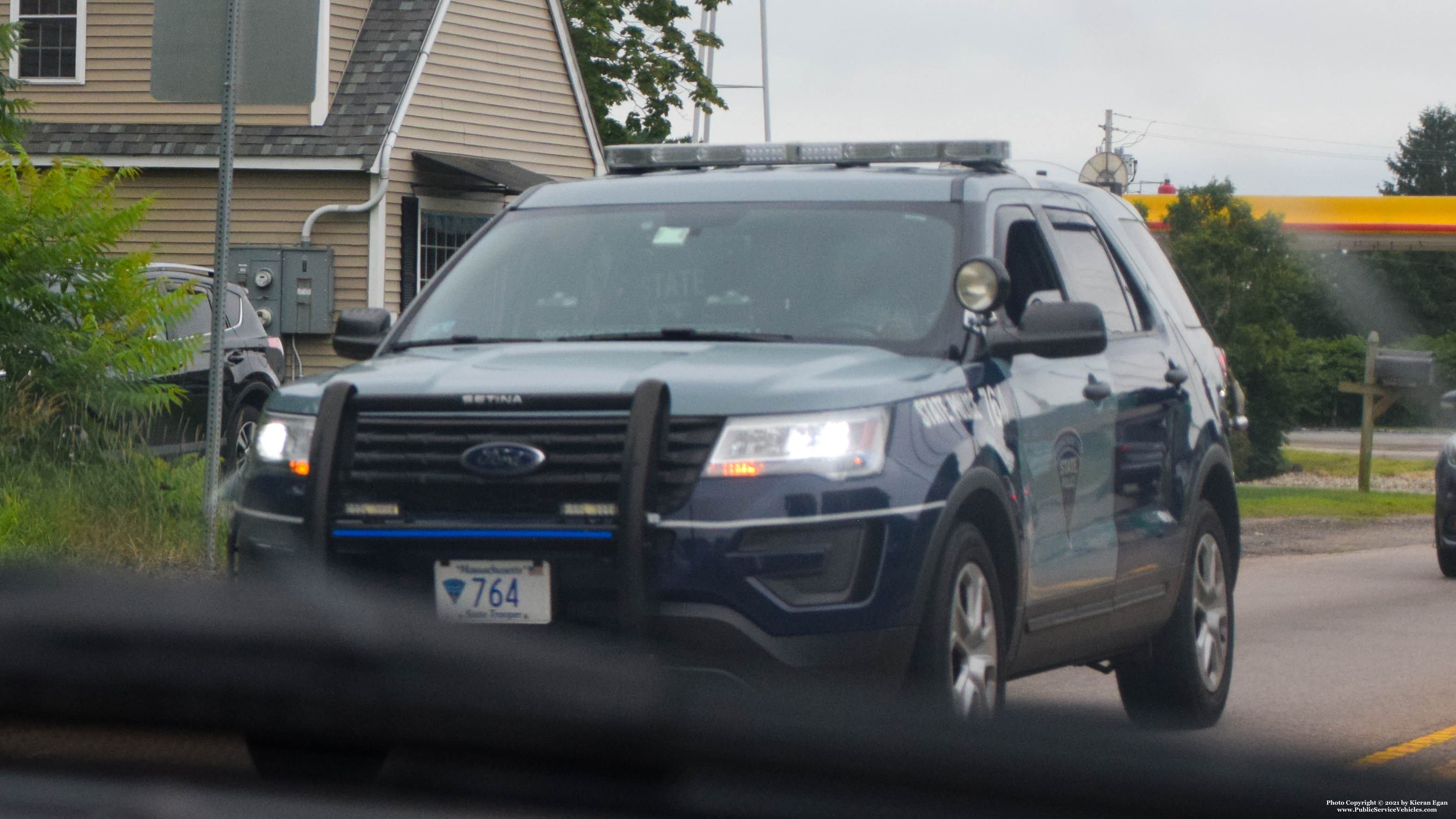 A photo  of Massachusetts State Police
            Cruiser 764, a 2017 Ford Police Interceptor Utility             taken by Kieran Egan