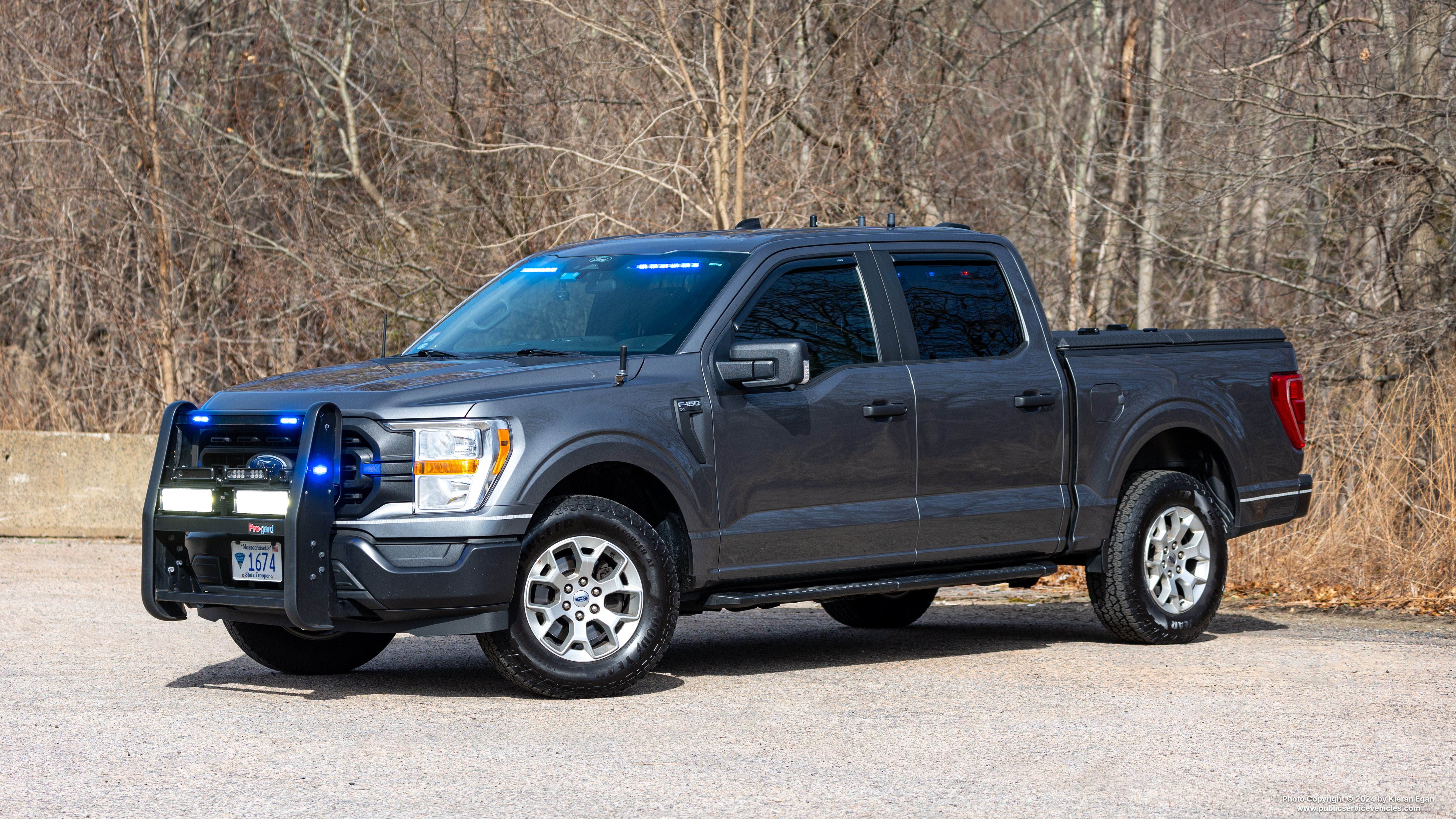 A photo  of Massachusetts State Police
            Cruiser 1674T, a 2022 Ford F-150 Police Responder             taken by Kieran Egan