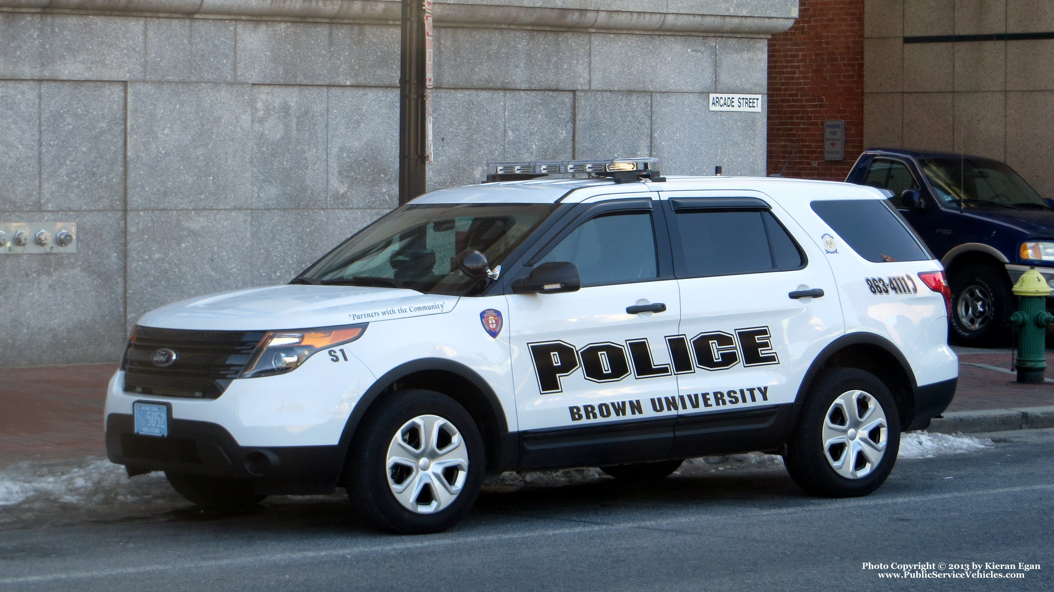 A photo  of Brown University Police
            Supervisor 1, a 2013 Ford Police Interceptor Utility             taken by Kieran Egan