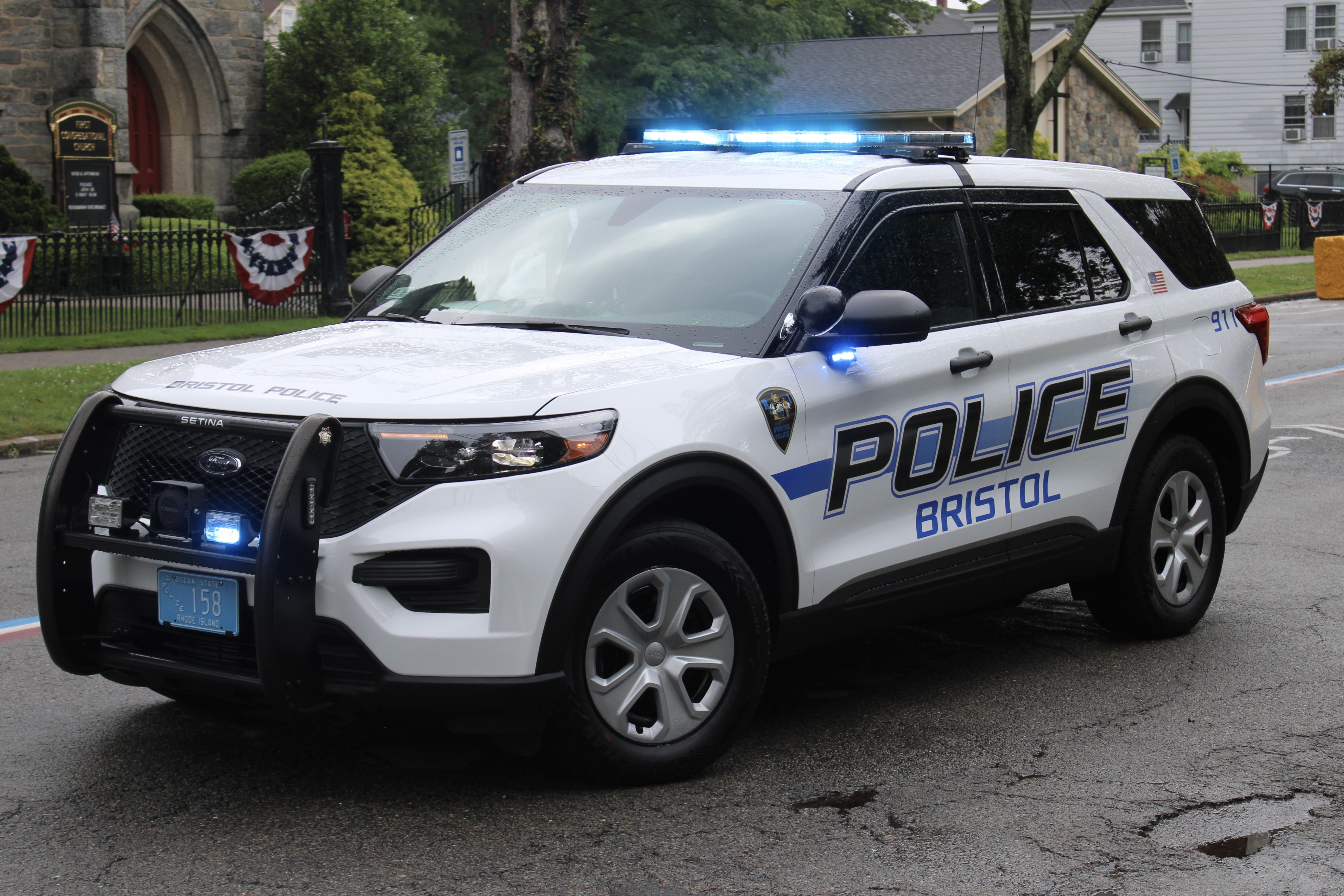 A photo  of Bristol Police
            Cruiser 158, a 2021 Ford Police Interceptor Utility             taken by @riemergencyvehicles