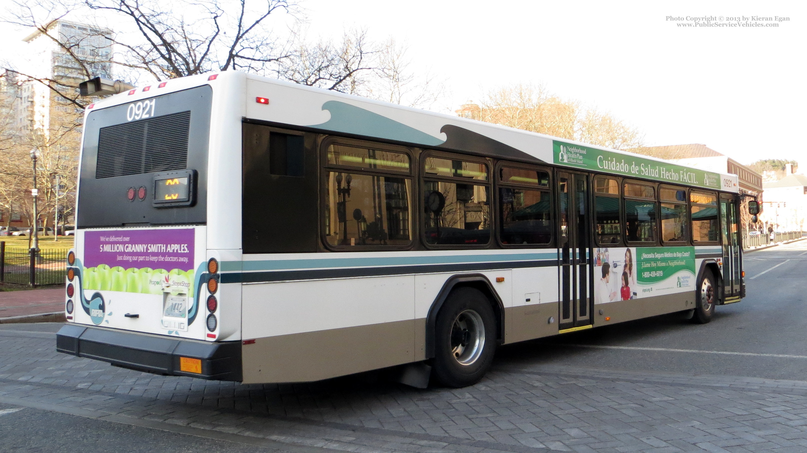 A photo  of Rhode Island Public Transit Authority
            Bus 0921, a 2009 Gillig Low Floor             taken by Kieran Egan