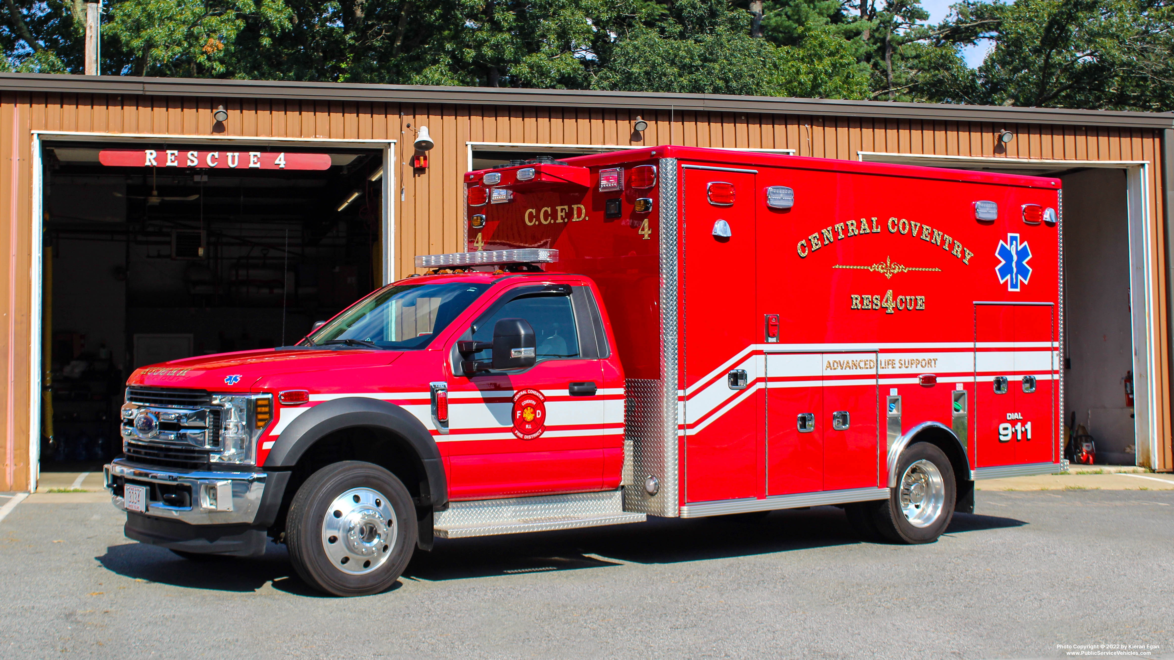A photo  of Central Coventy Fire District
            Rescue 4, a 2019 Ford F-550/Life Line             taken by Kieran Egan